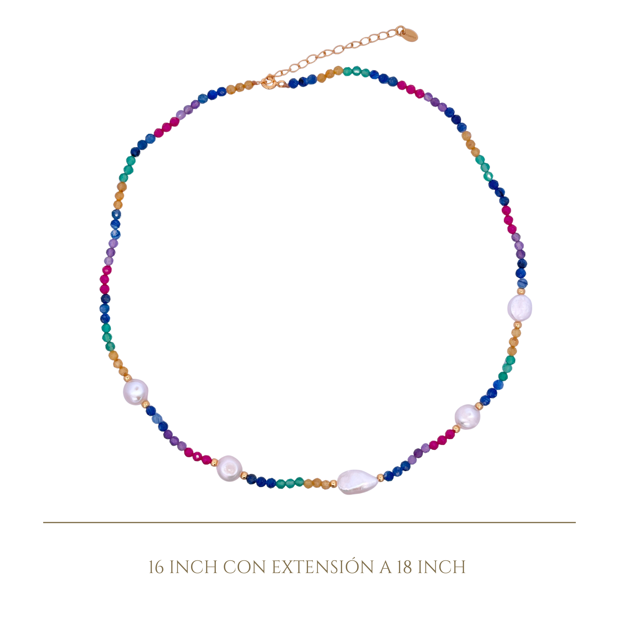925YG BEANDS WITH STATION PEARL NECKLACE TOURMALINE MULTICOLOR