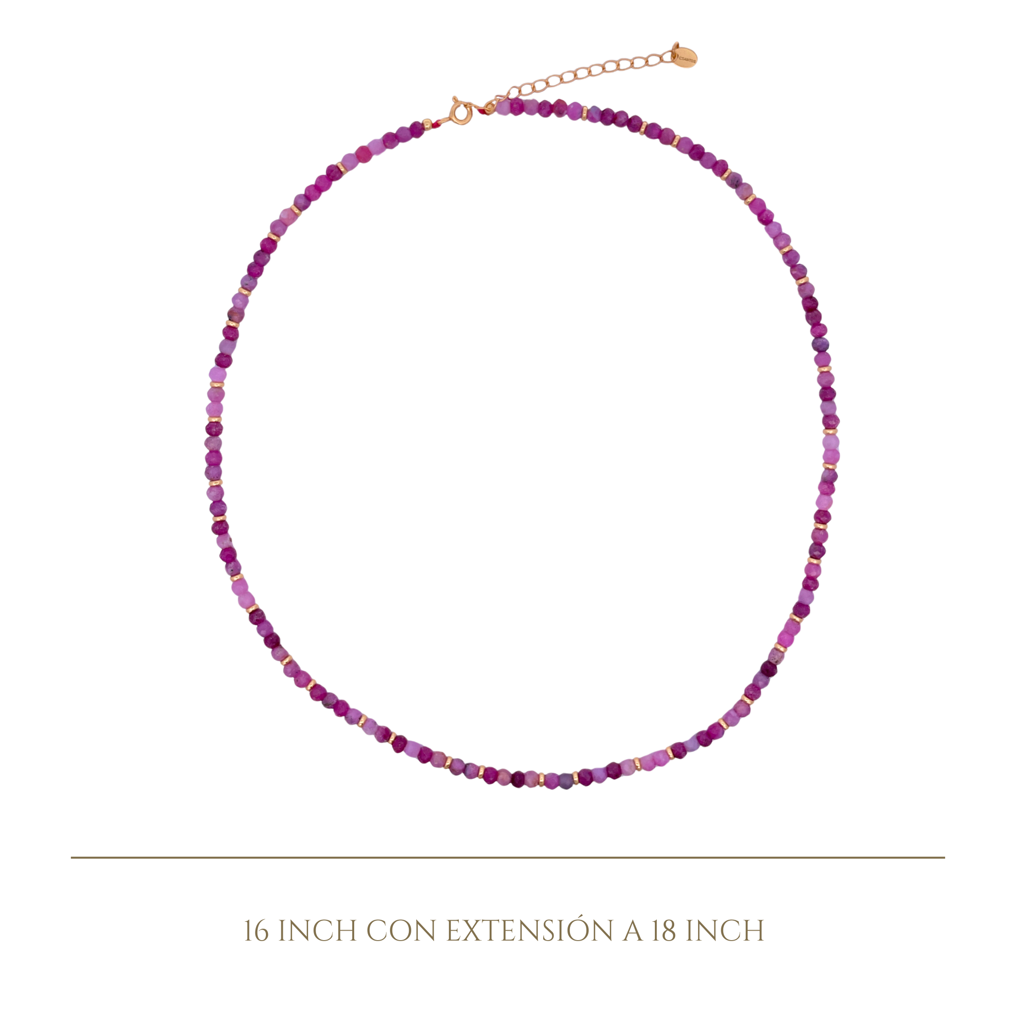 925YG BEANDS AND BALL GOLD NECKLACE PINK TOURMALINE
