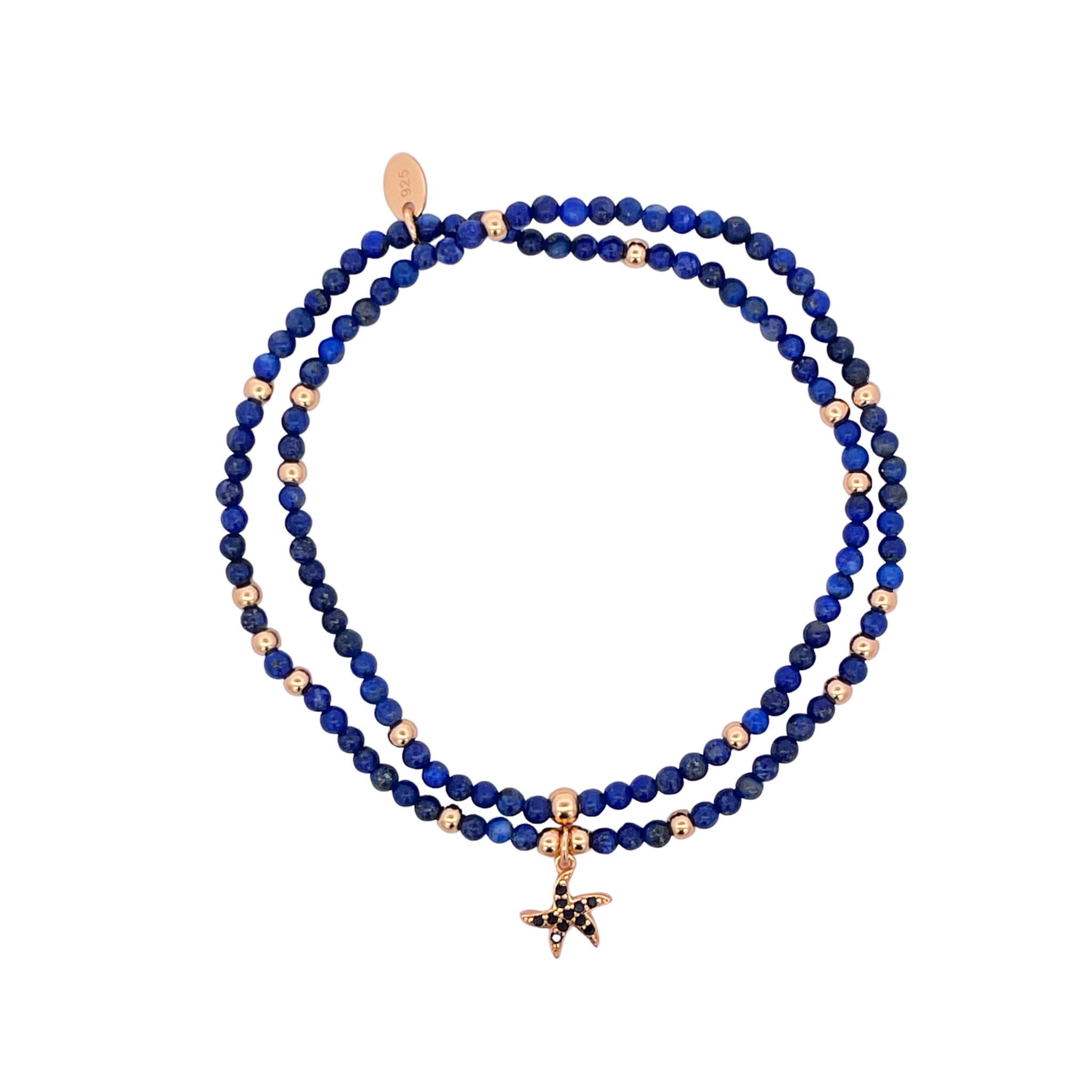 925YG BEANDS WITH STARFISH BRACELET LAPIS