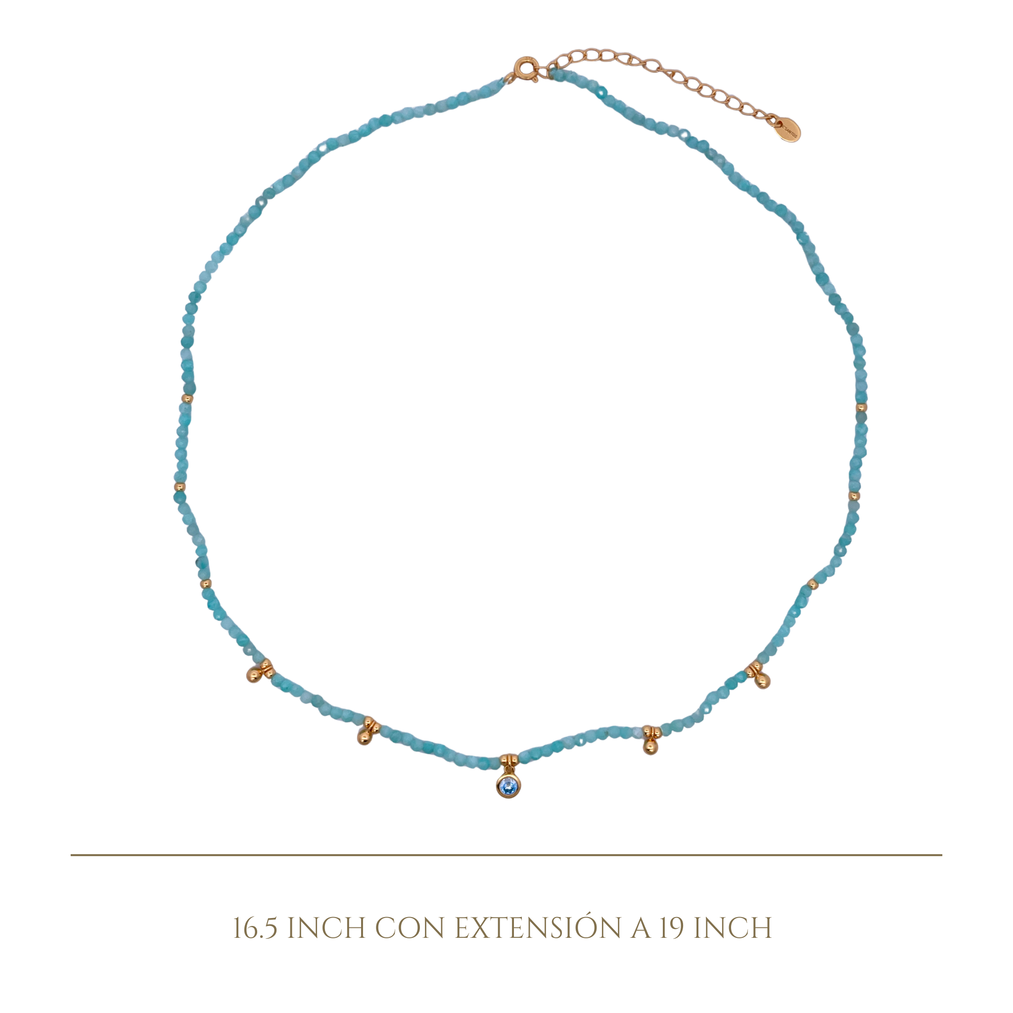 925YG BEANDS WITH STATION BALLS NECKLACE AMAZONITE