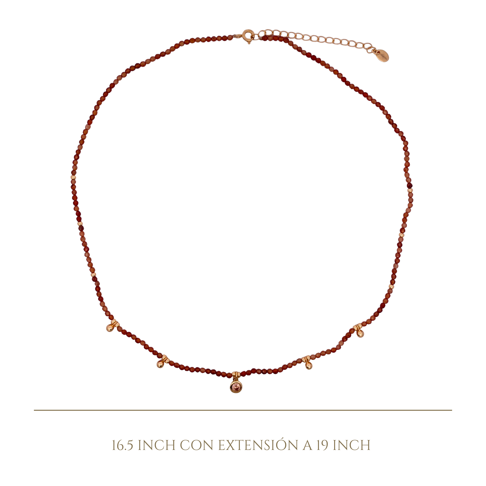 925YG BEANDS WITH STATION BALLS NECKLACE ORANGE GARNET