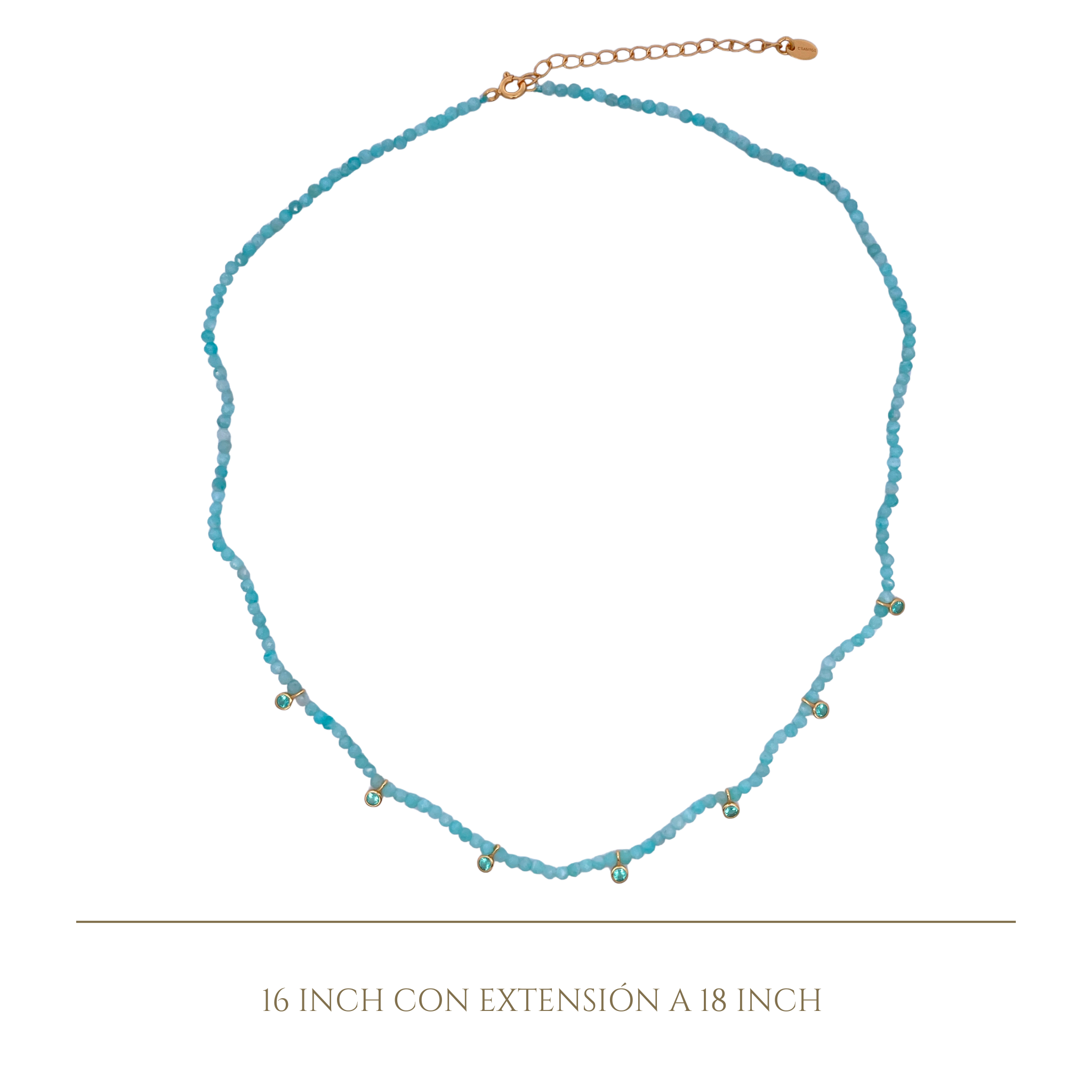 925YG BEANDS WITH STATION HEART NECKLACE AMAZONITE
