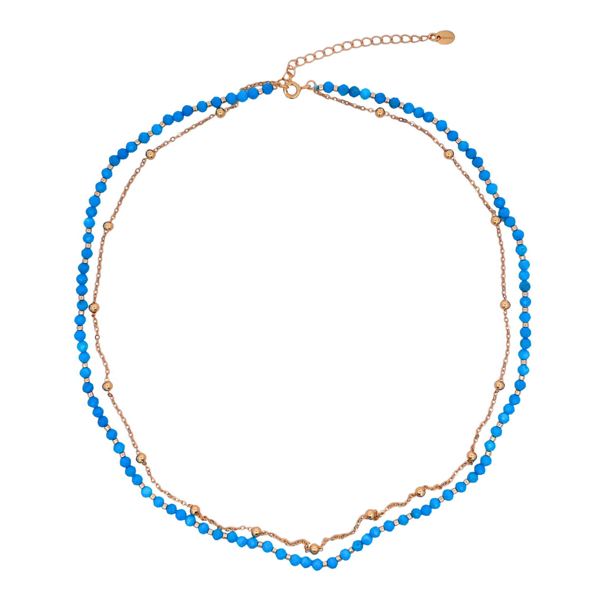 925YG DOUBLE LINE AND BEANDS NECKLACE TQ