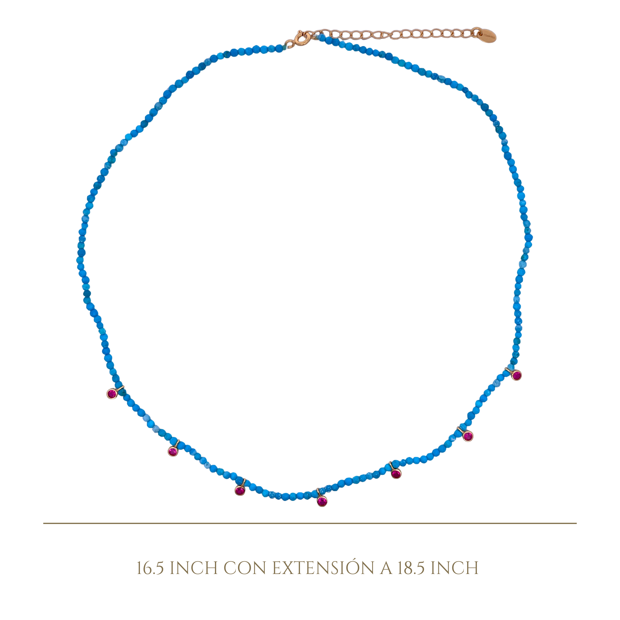 925YG BEANDS WITH STATION HEART NECKLACE HOWLITE TURQUOISE