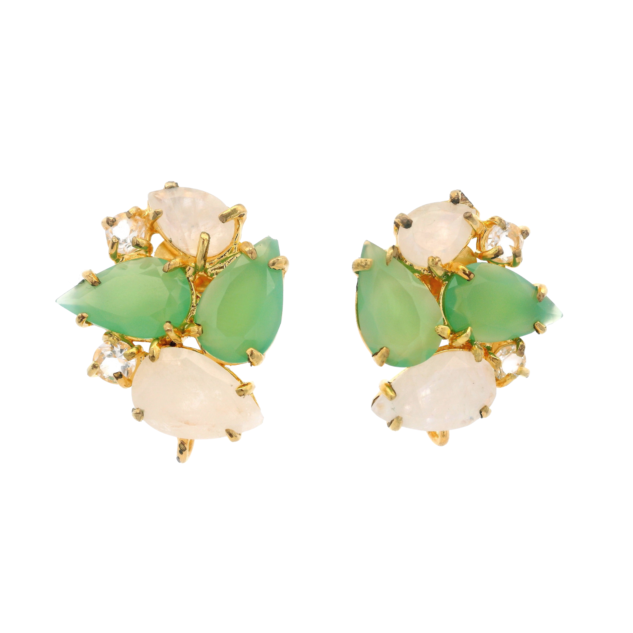 EARRINGS WITH MOONSTONE AND CHRYSOPRASE