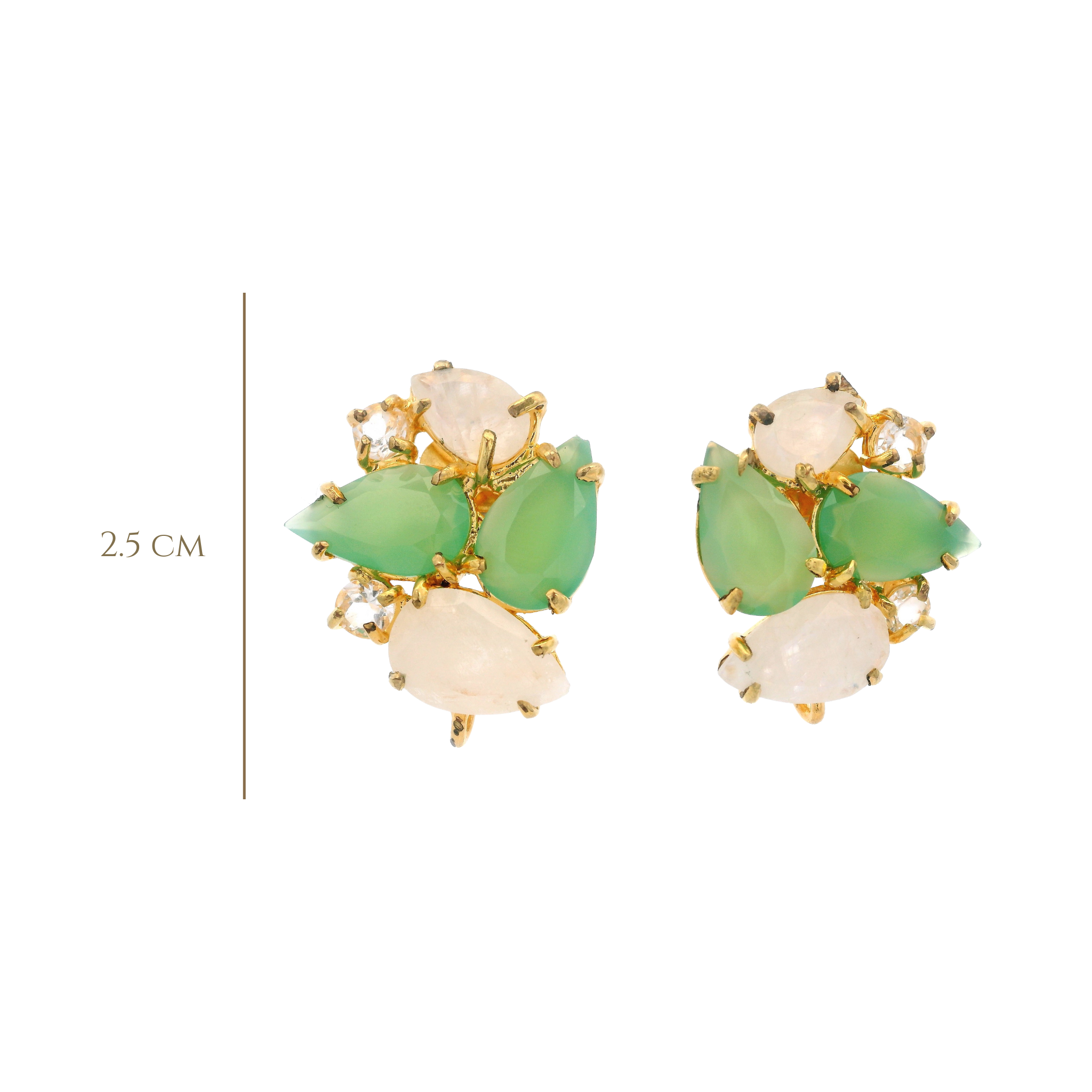 EARRINGS WITH MOONSTONE AND CHRYSOPRASE