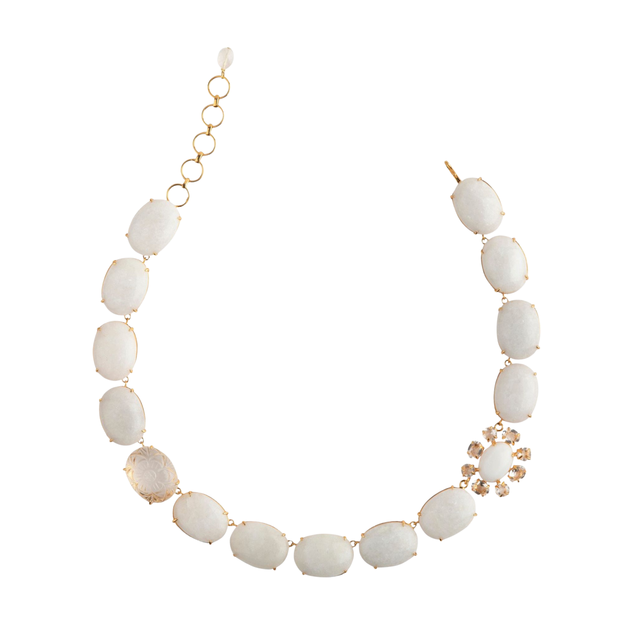 NECKLACE WHITE AGATE & CLEAR QUARTZ