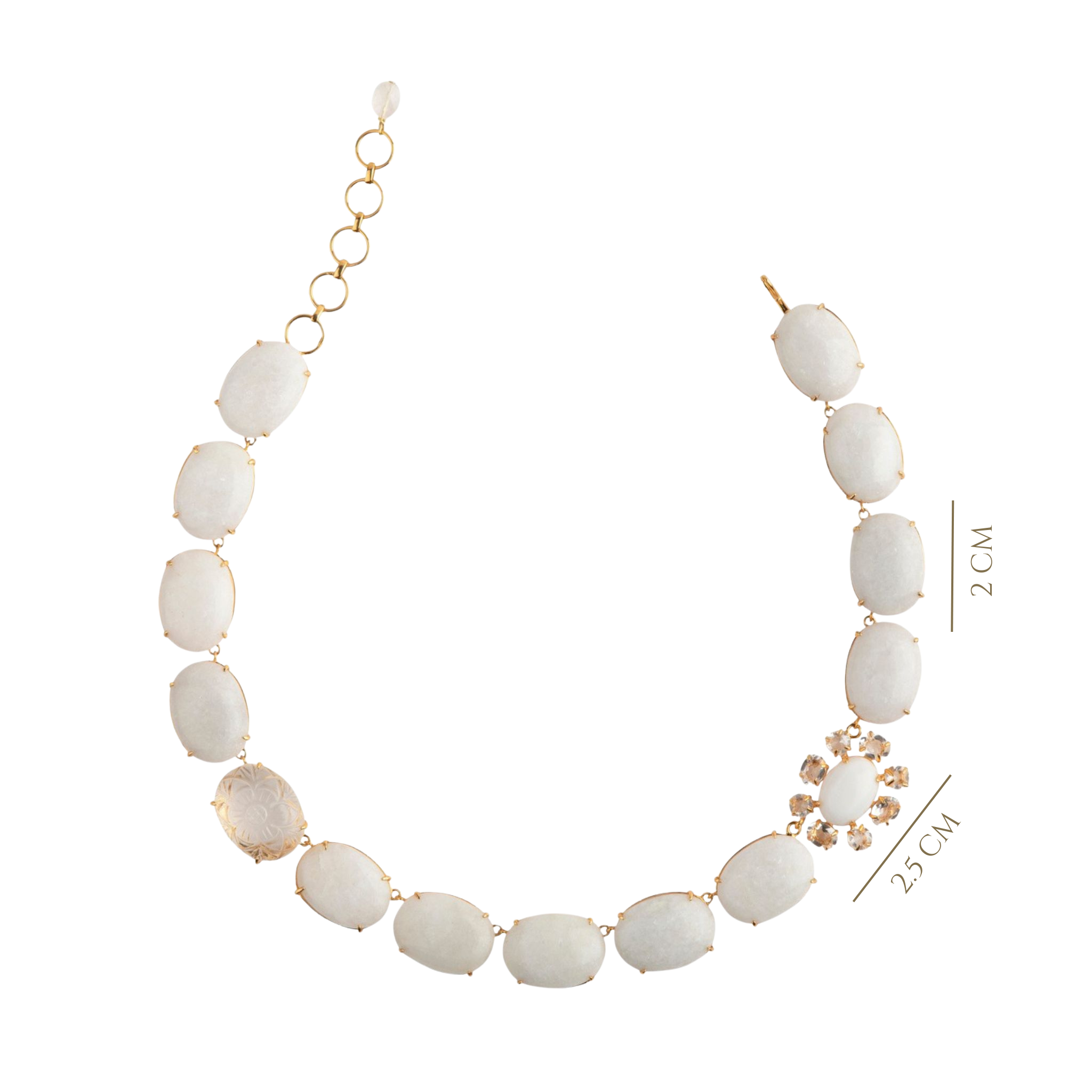 NECKLACE WHITE AGATE & CLEAR QUARTZ