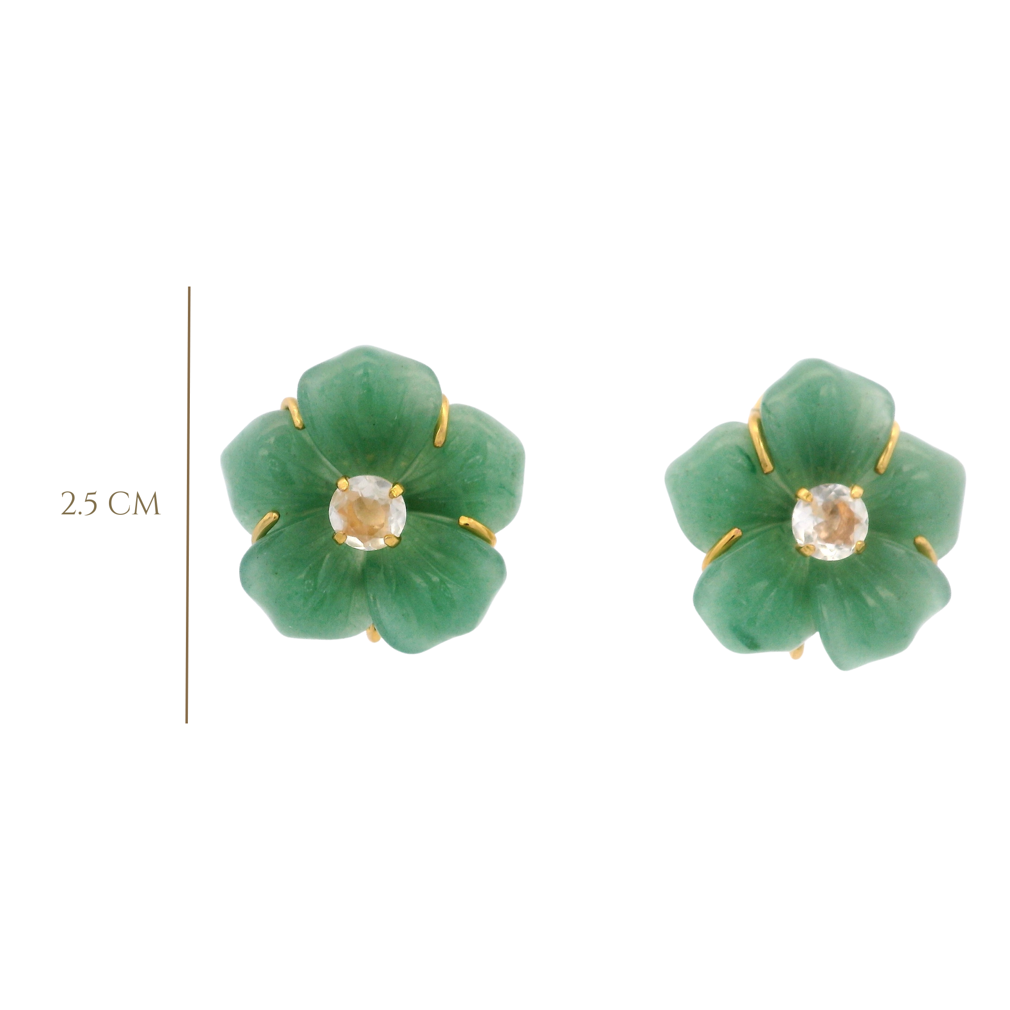 STUDS GREEN AVENTURINE AND LEMON QUARTZ