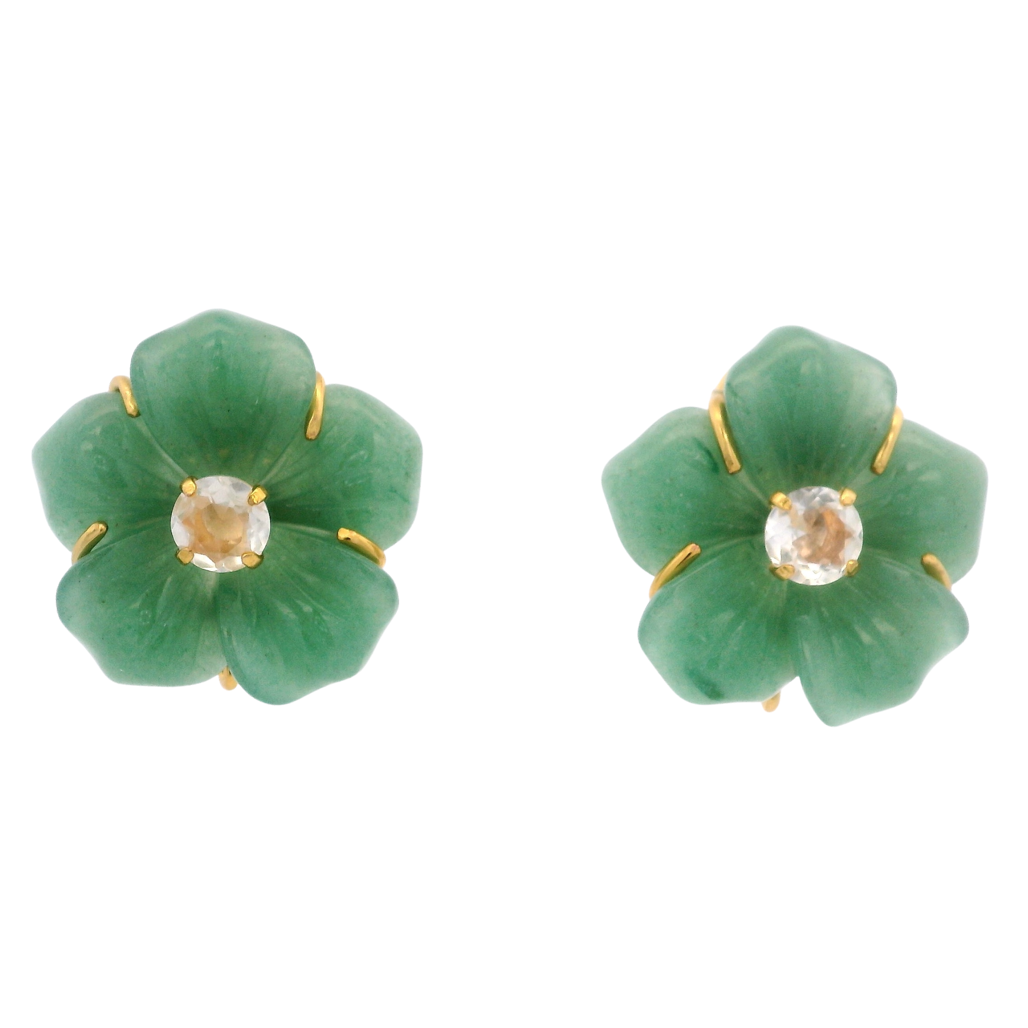 STUDS GREEN AVENTURINE AND LEMON QUARTZ
