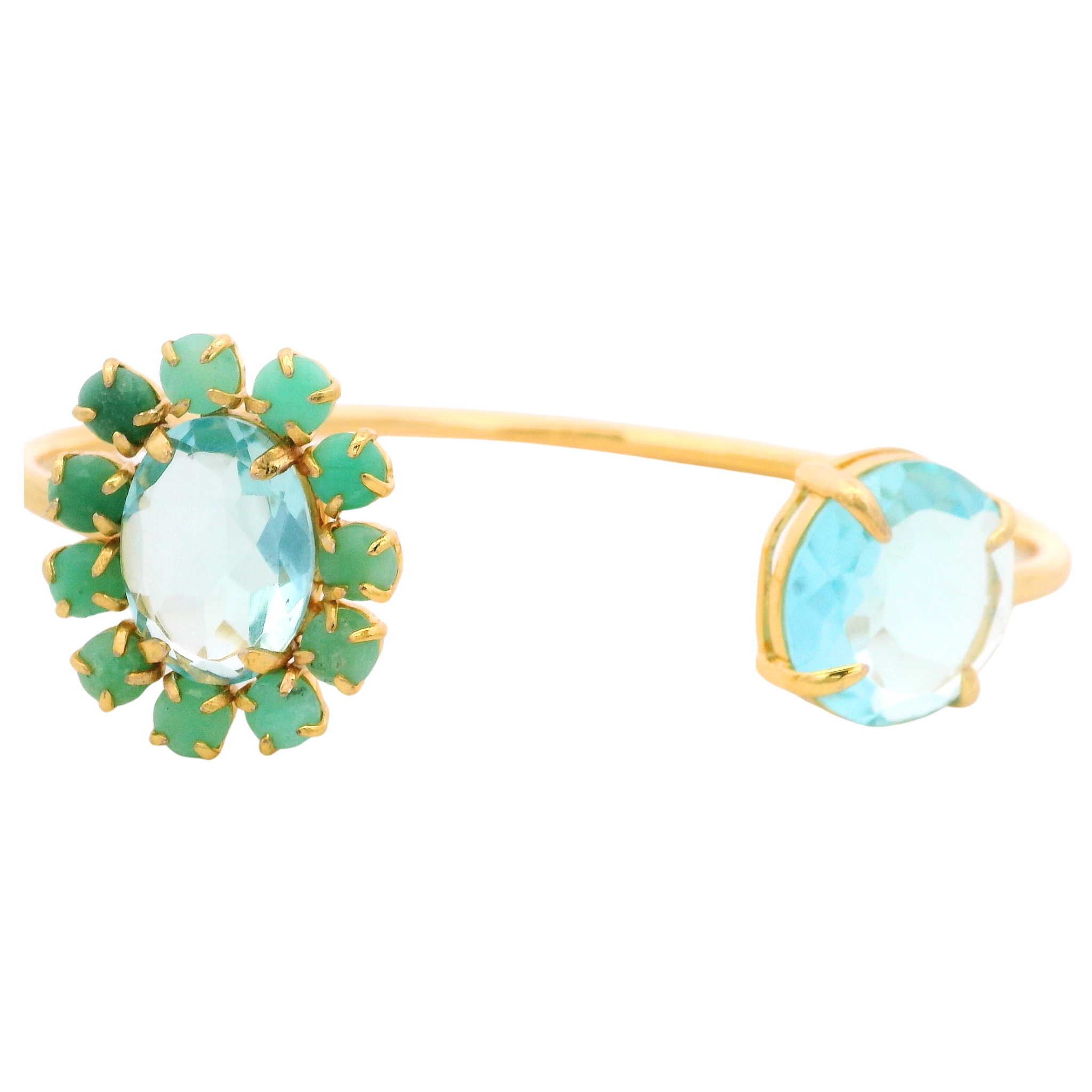 CUFF BLUE QUARTZ AND CRHYSOPRASE BRASS