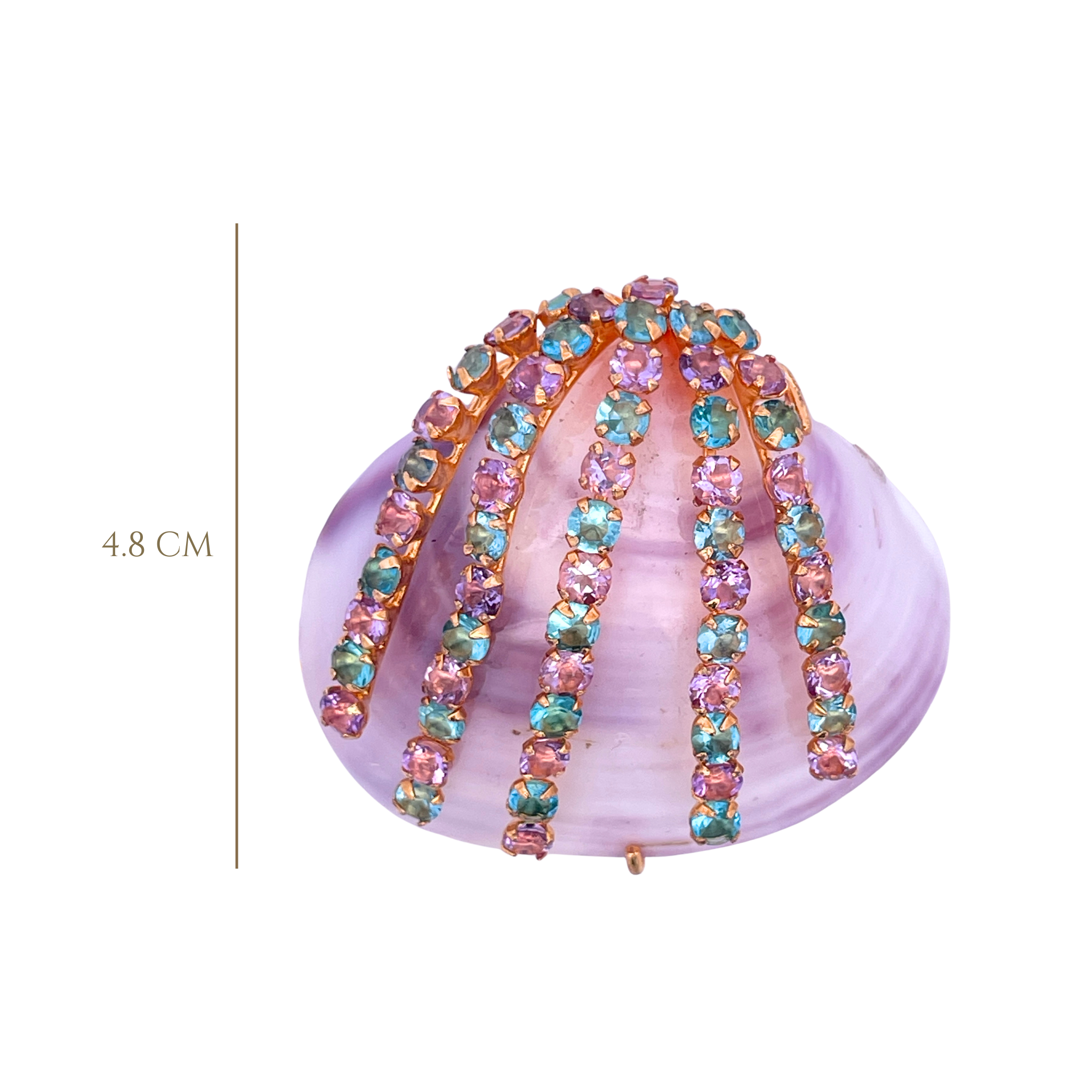 PIN SET WITH VIOLET MACTRA SEASHELL AND BLUE TOPAZ & AMETHYST