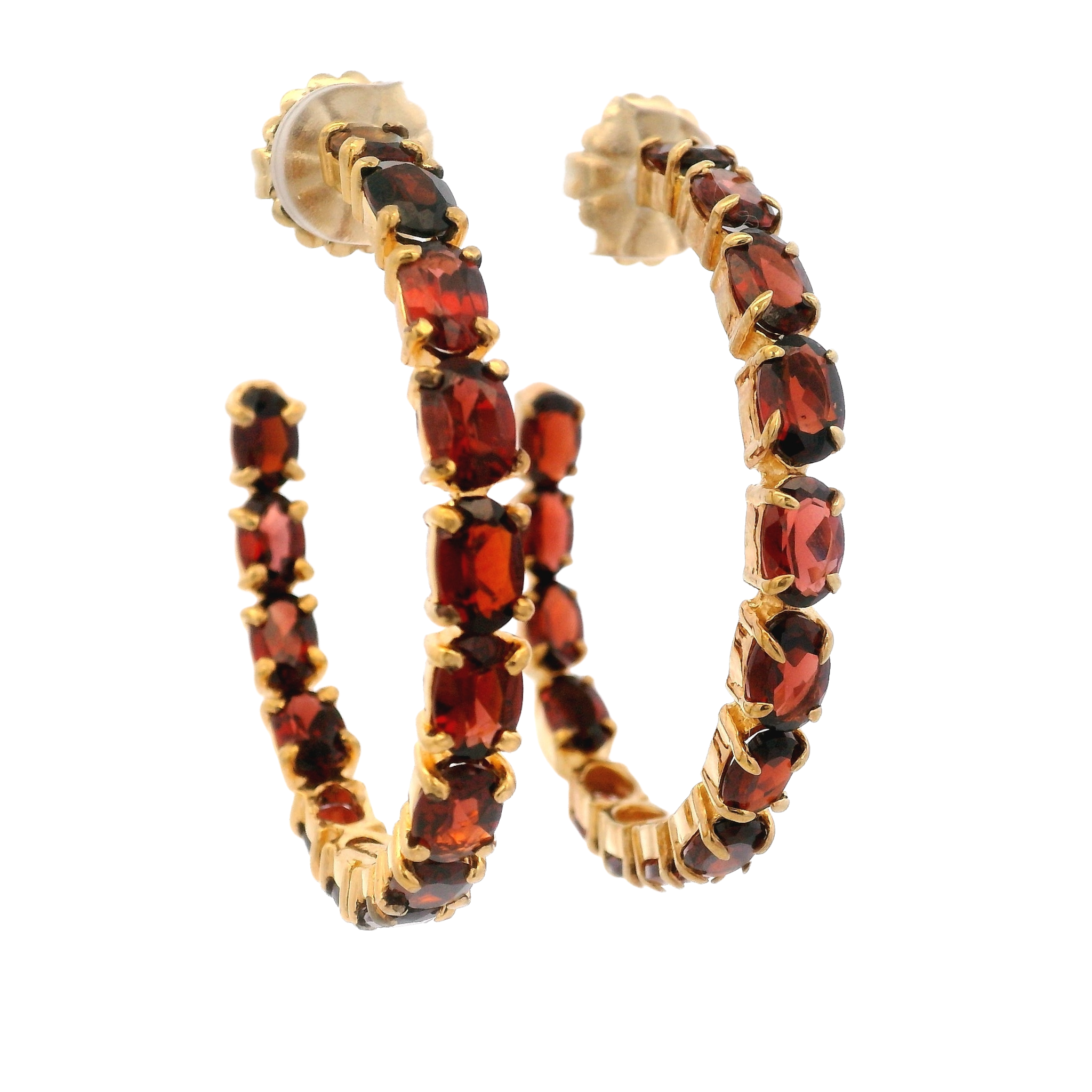 HOOP EARRINGS SET WITH GARNET