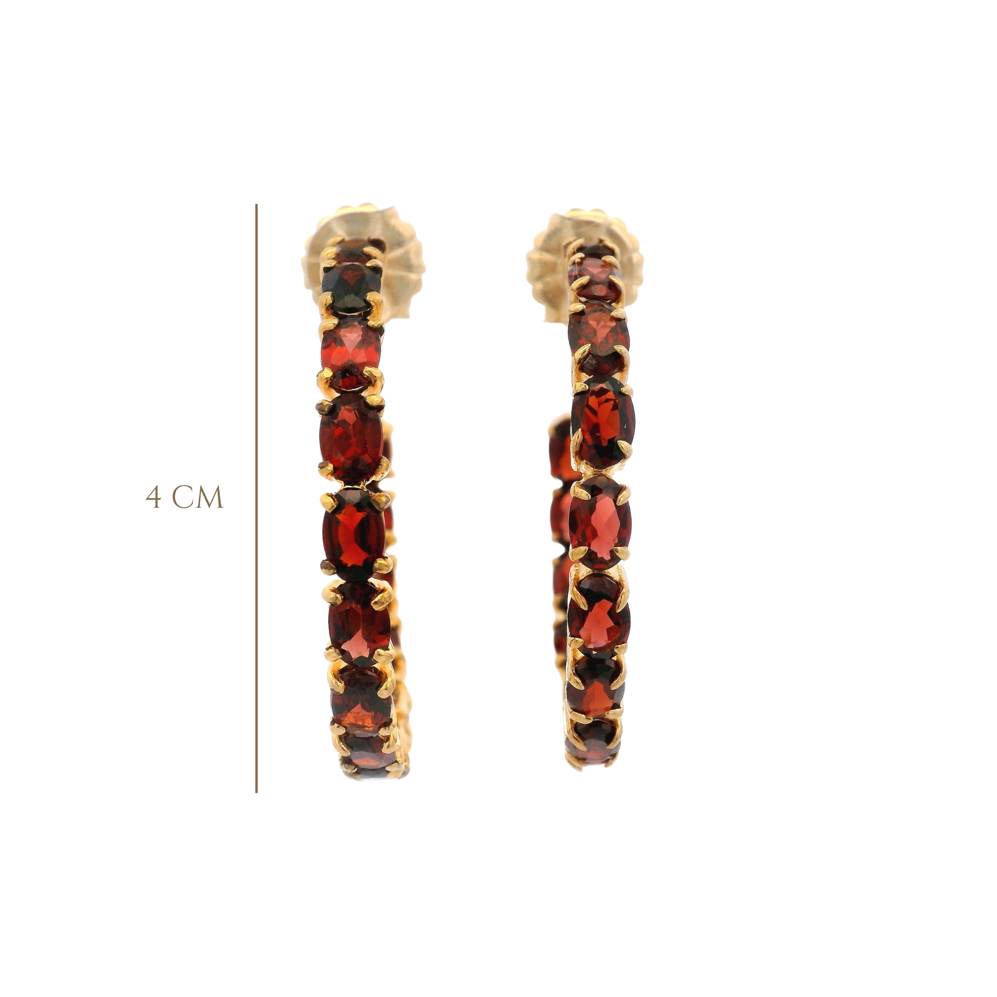 HOOP EARRINGS SET WITH GARNET