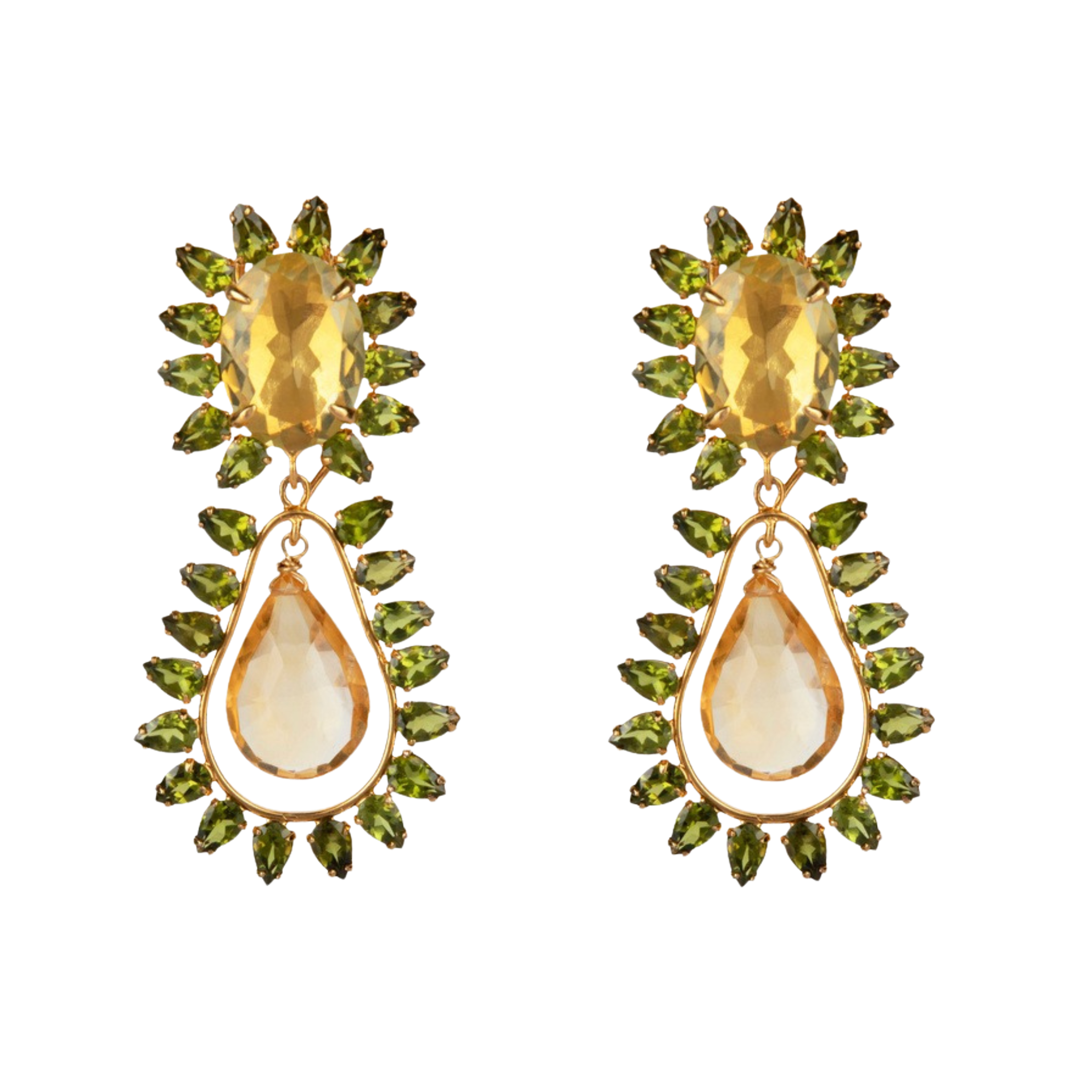 EARRINGS PERIDOT LEMON QUARTZ AND CITRINE