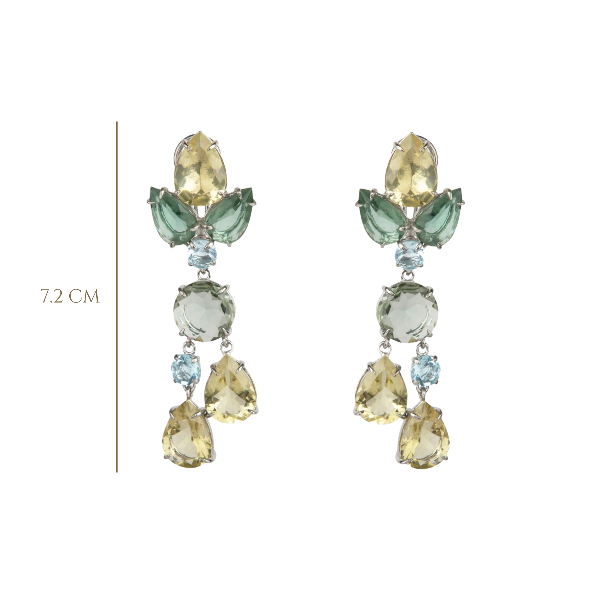 EARINGSLEMON QUARTZ GREEN AMETHYST BLUE TOPAZ