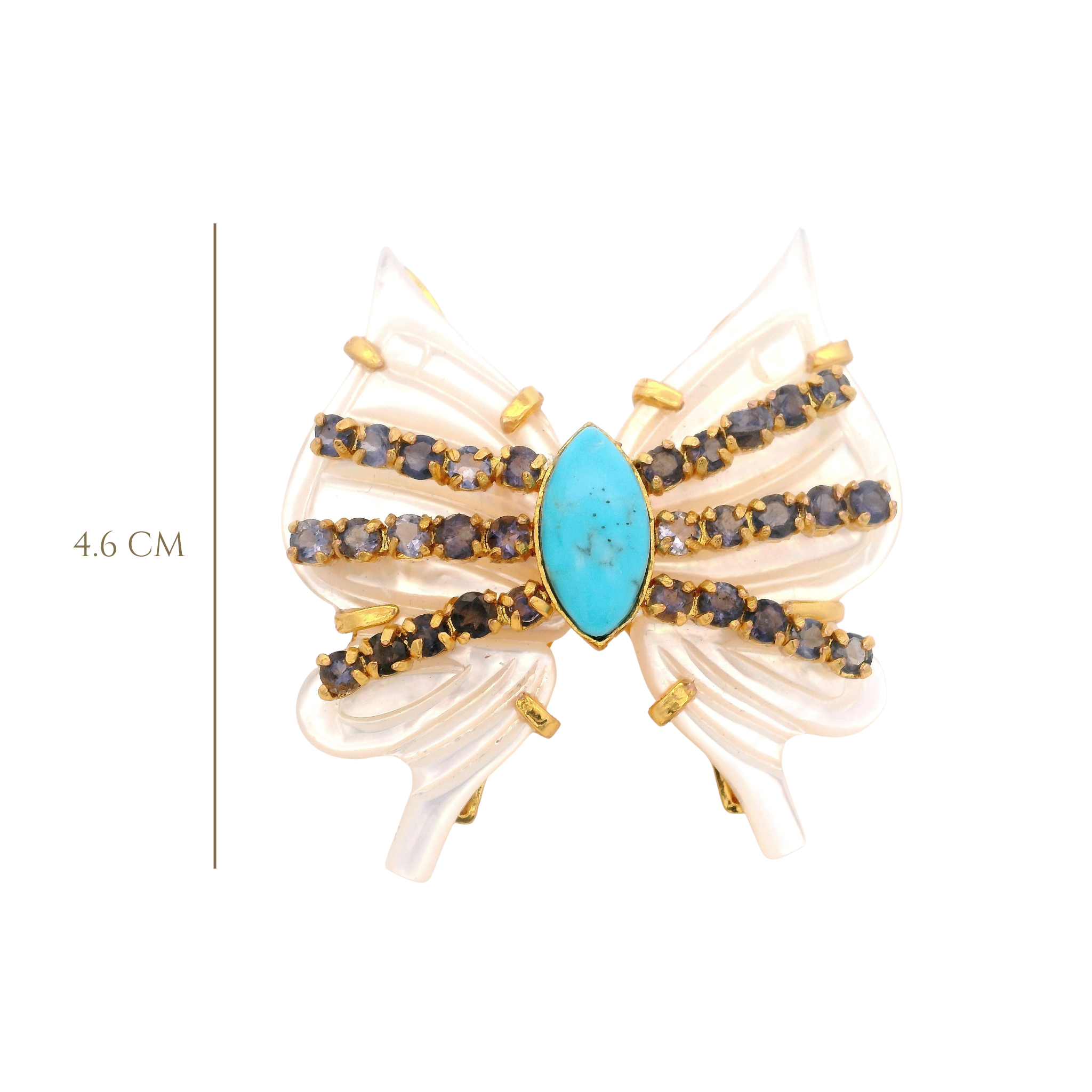 RING MOTHER OF PEARL TURQUOISE AND IOLITE