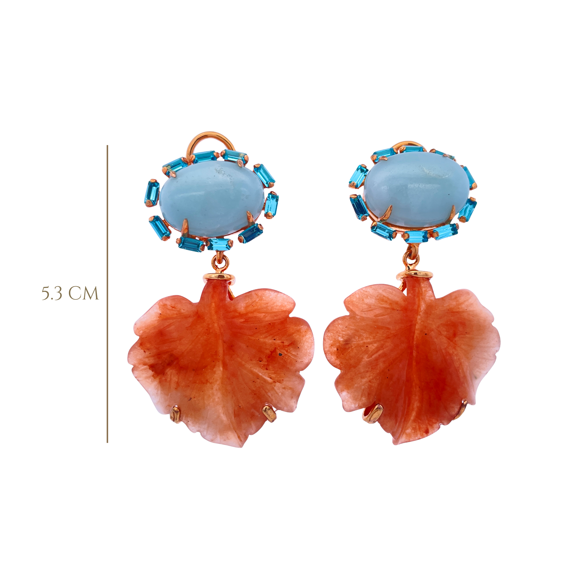 EARRINNGS AMAZONITE & RED AVENTURINE LEAF DROP