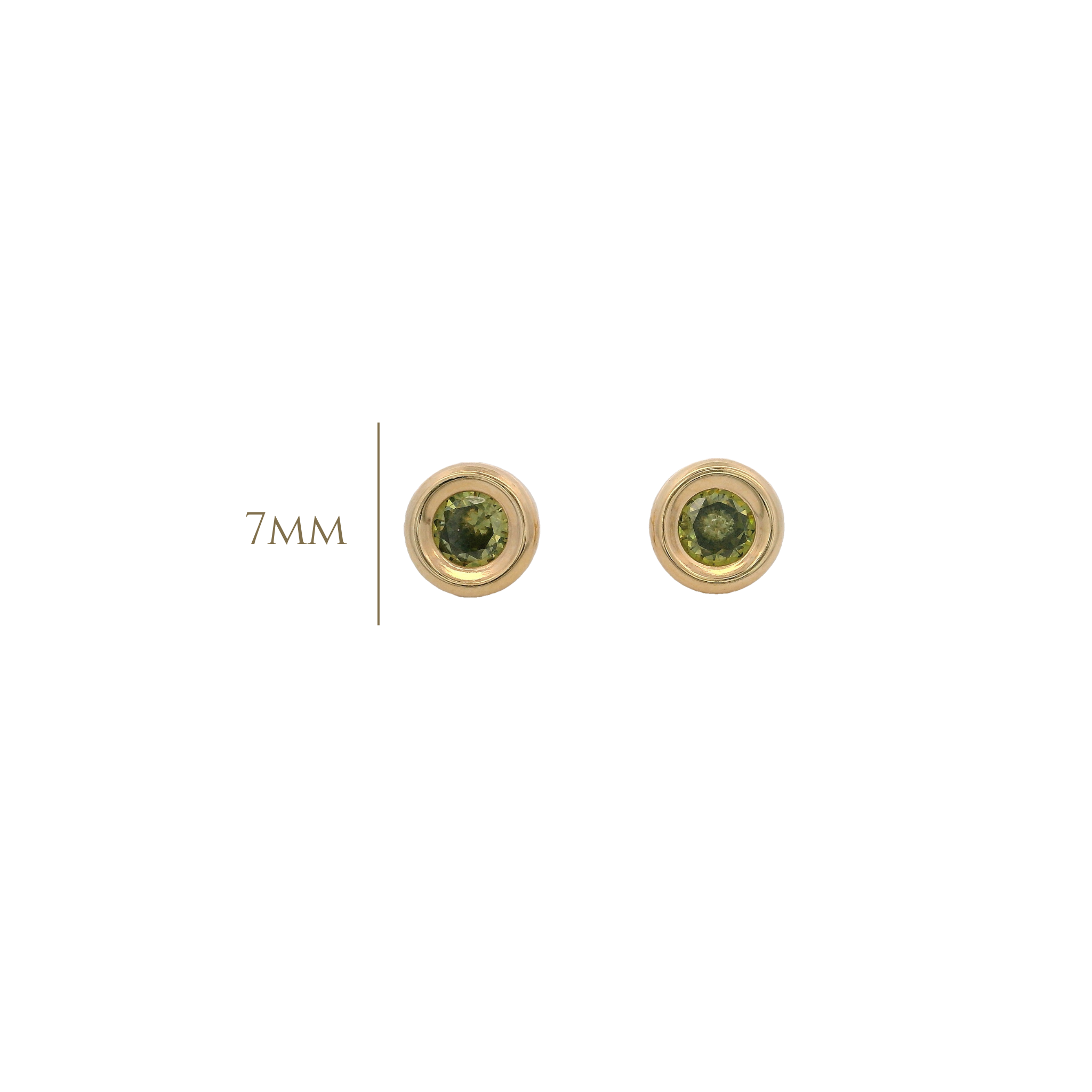 14KY BEZEL AGOSTO CZ PERIDOT EARRINGS