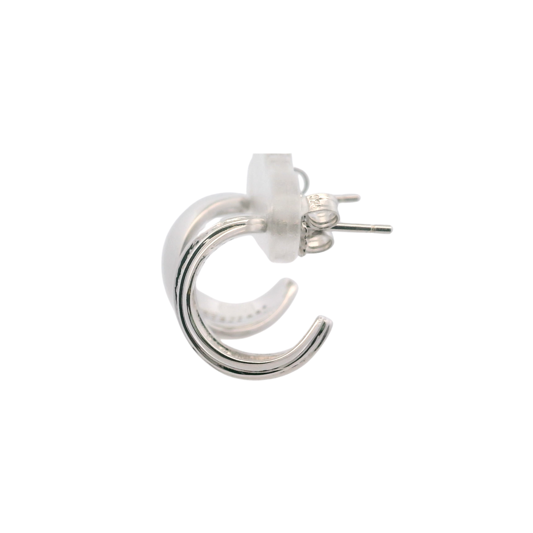 925SL DOME CENTER CZ EARRINGS