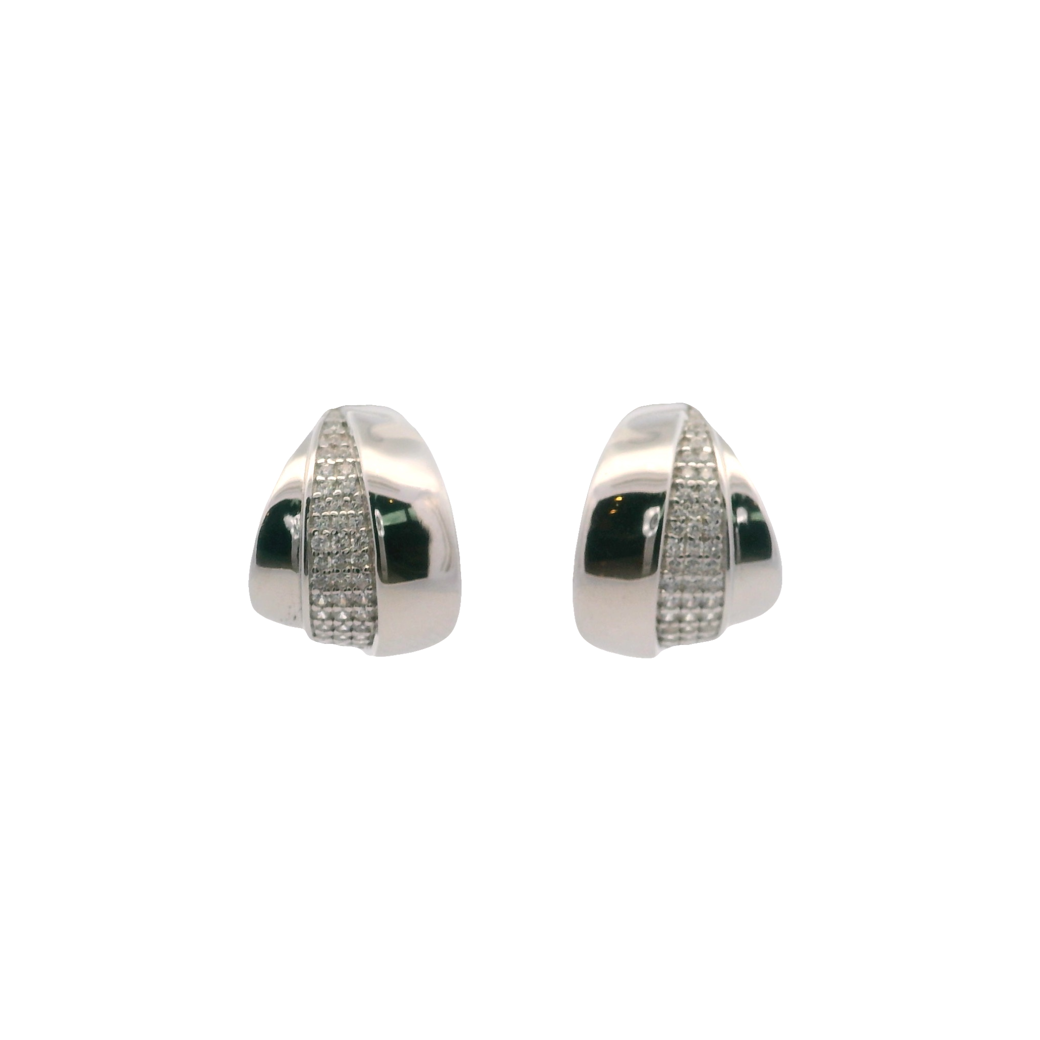 925SL DOME CENTER CZ EARRINGS