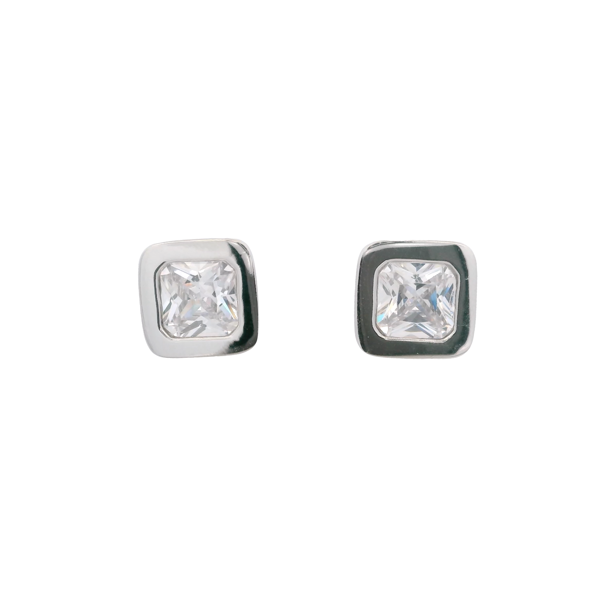 925SL SOLITARY SQUARE CZ EARRINGS