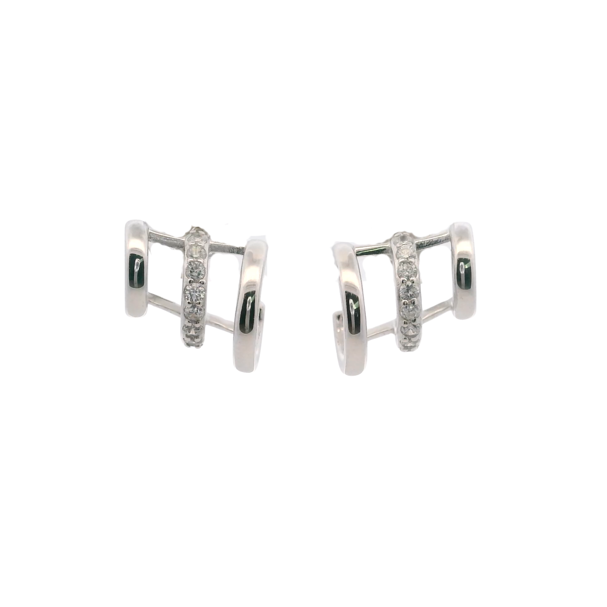 925SL CLAW TRIPLE ROW EARRINGS