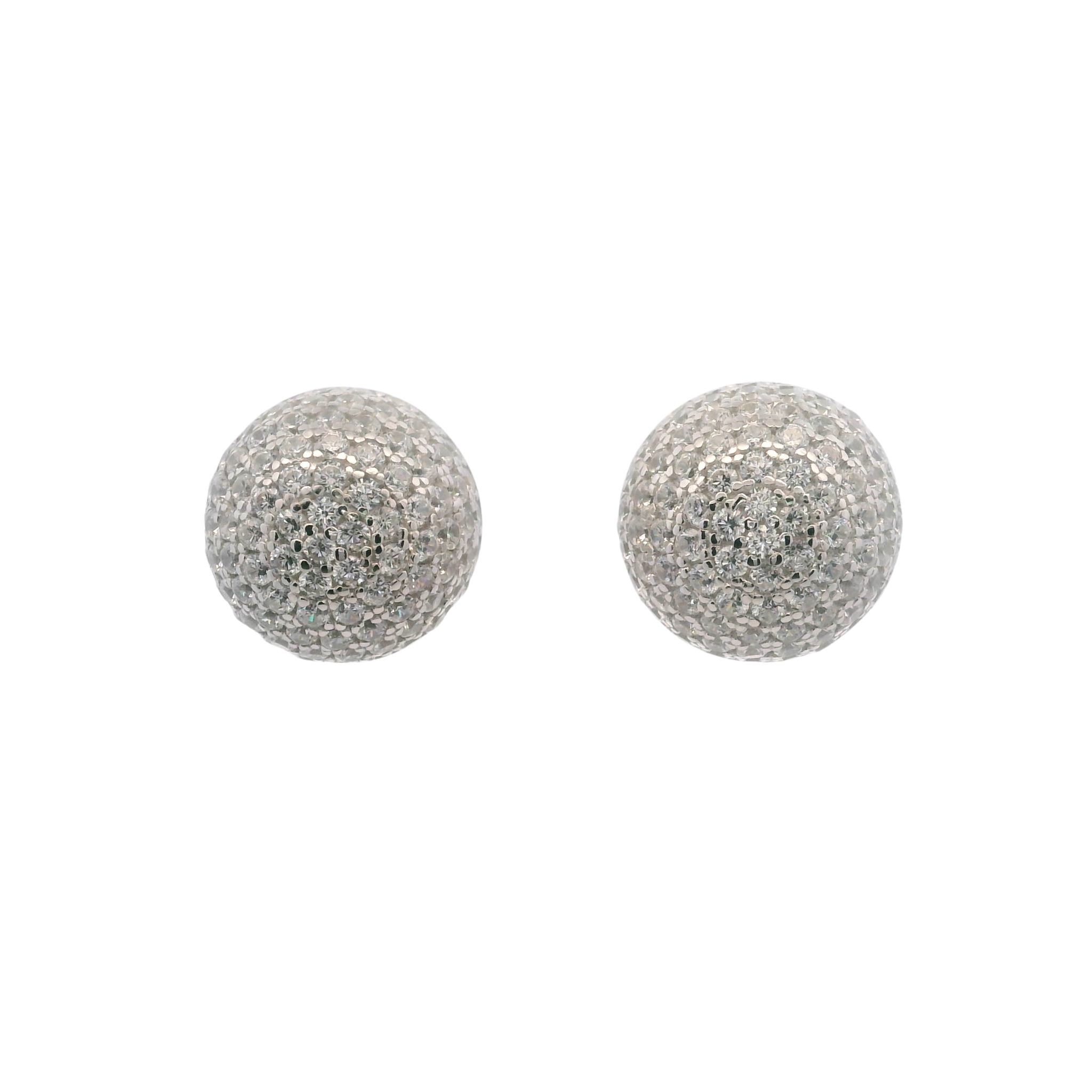 925SL MEDIUM DOME PAVE CZ EARRINGS