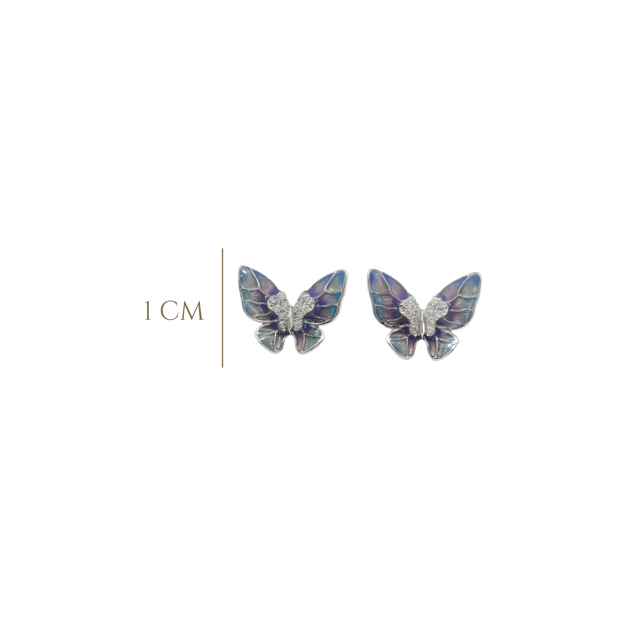 925SL BUTTERFLY ENMAEL PURPLE WITH BLUE EARRINGS