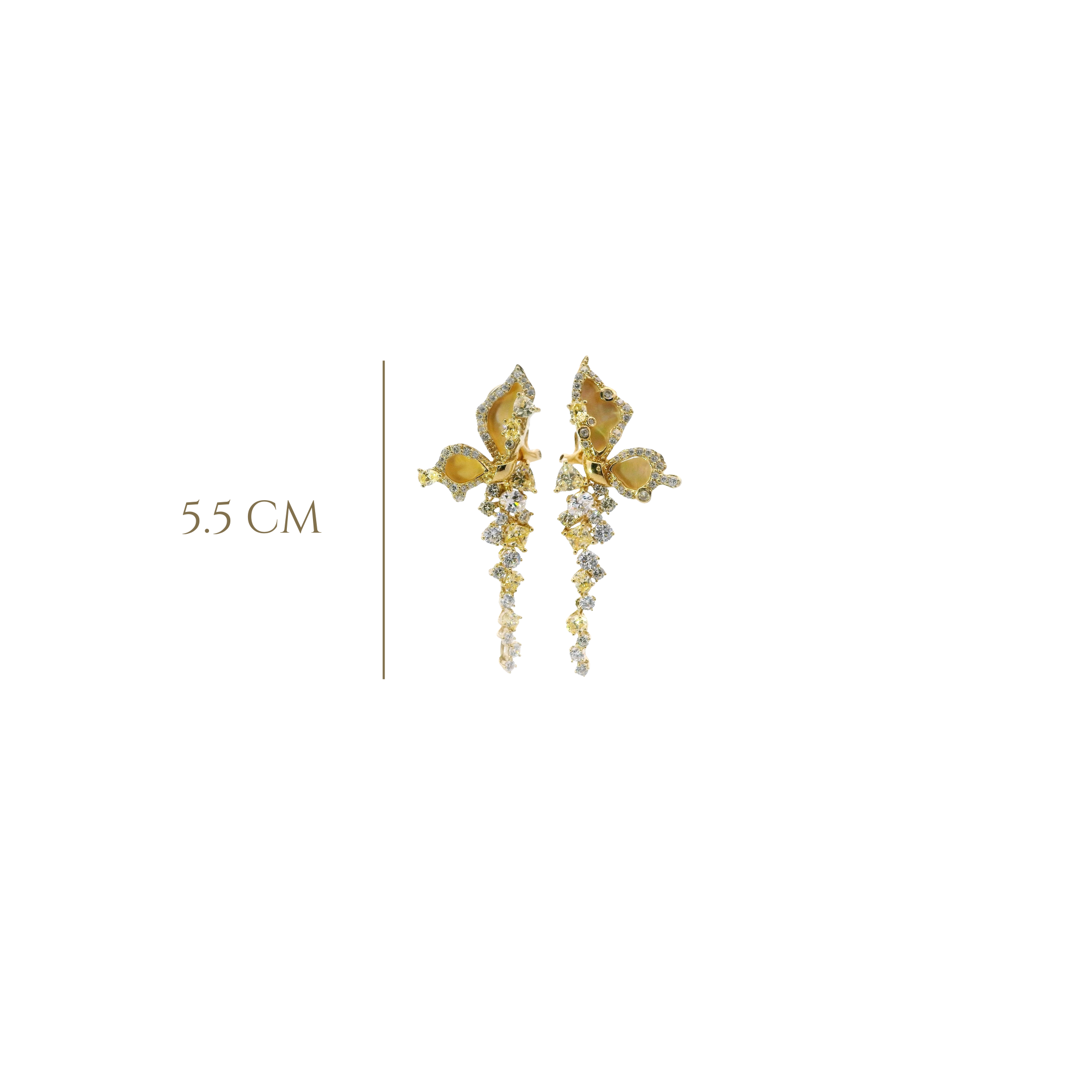 925YG HALF BUTTERFLY WITH DROP YELLOW EARRINGS