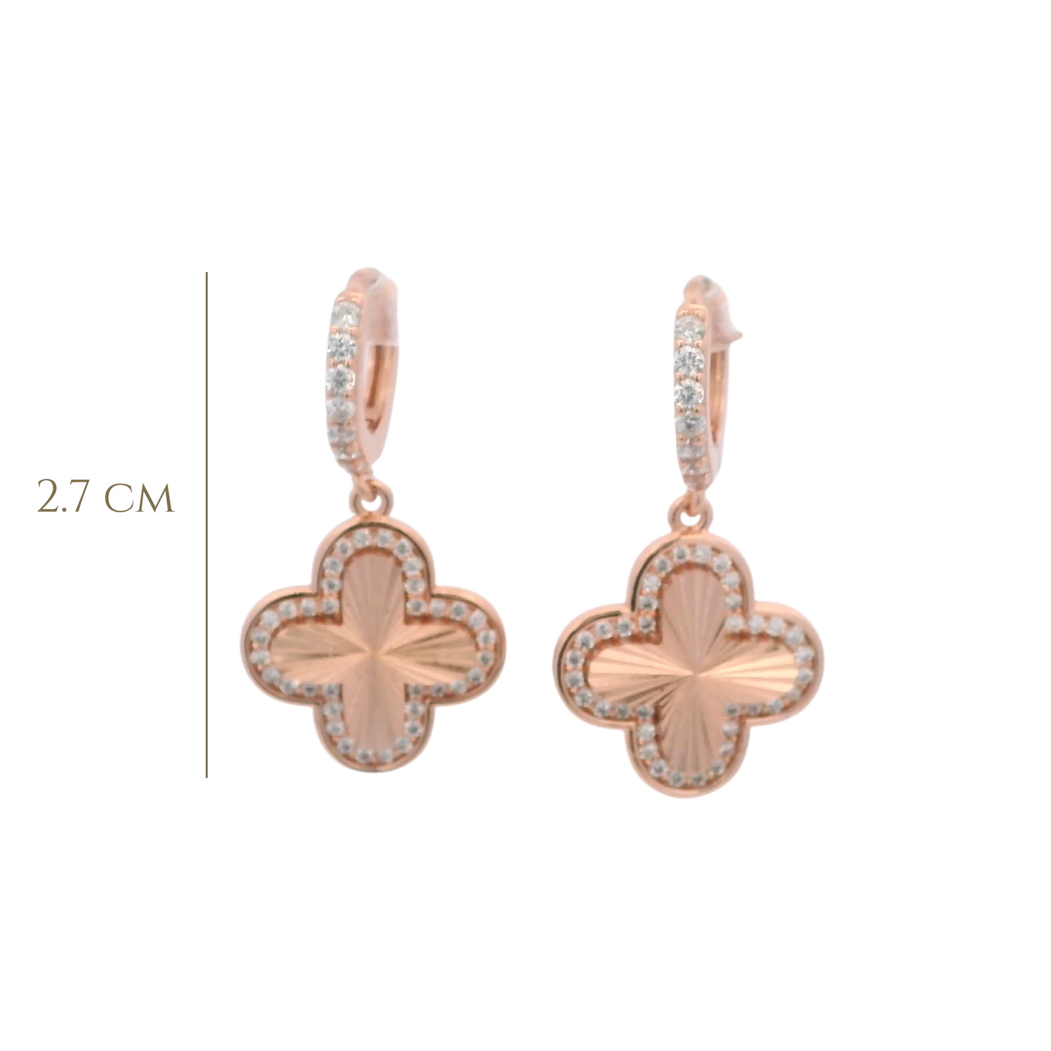925RG CLOVER TEXTURE WITH CZ AROUND EARRINGS
