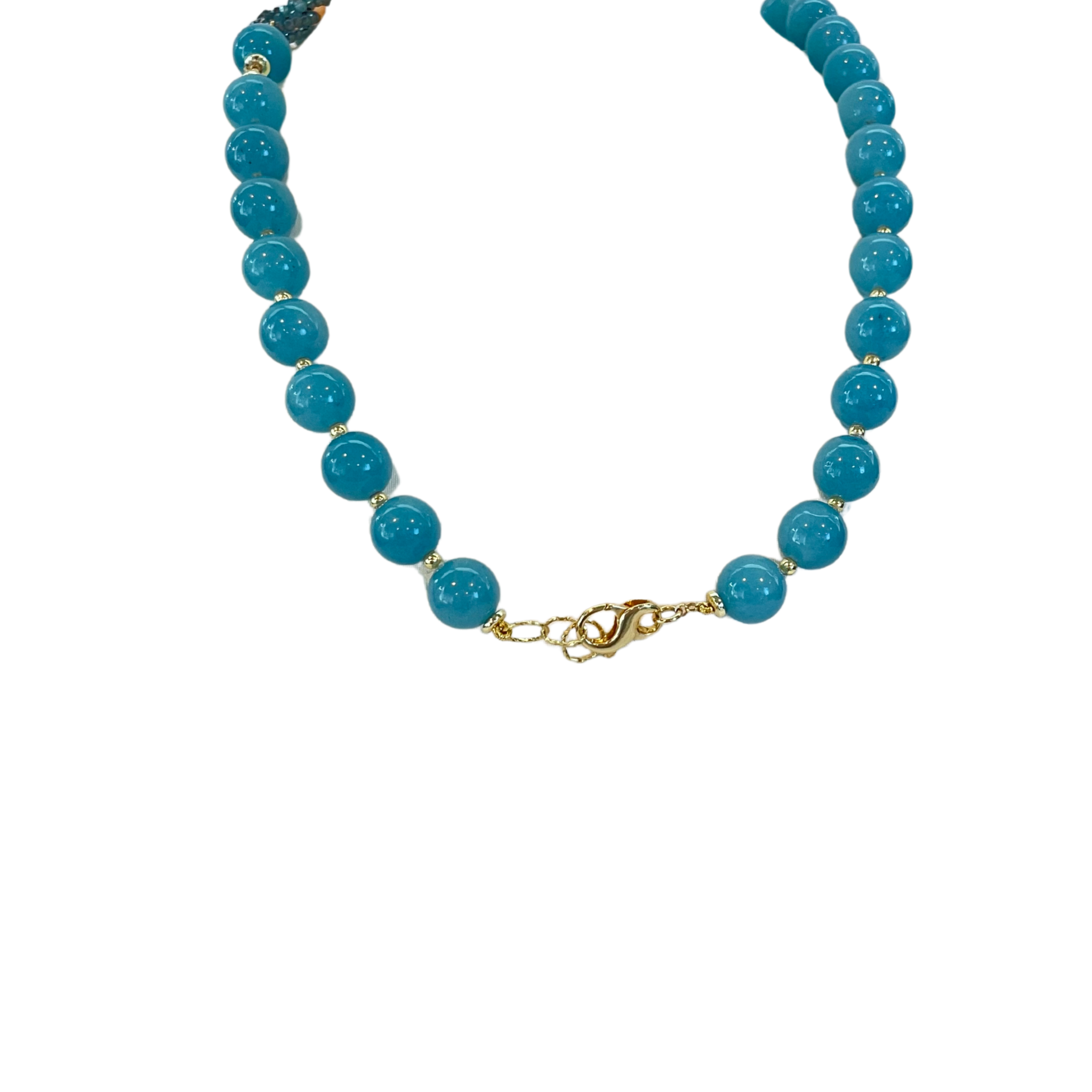 925GG FLAT SALMONE ZIRC ANGELITE NECKLACE