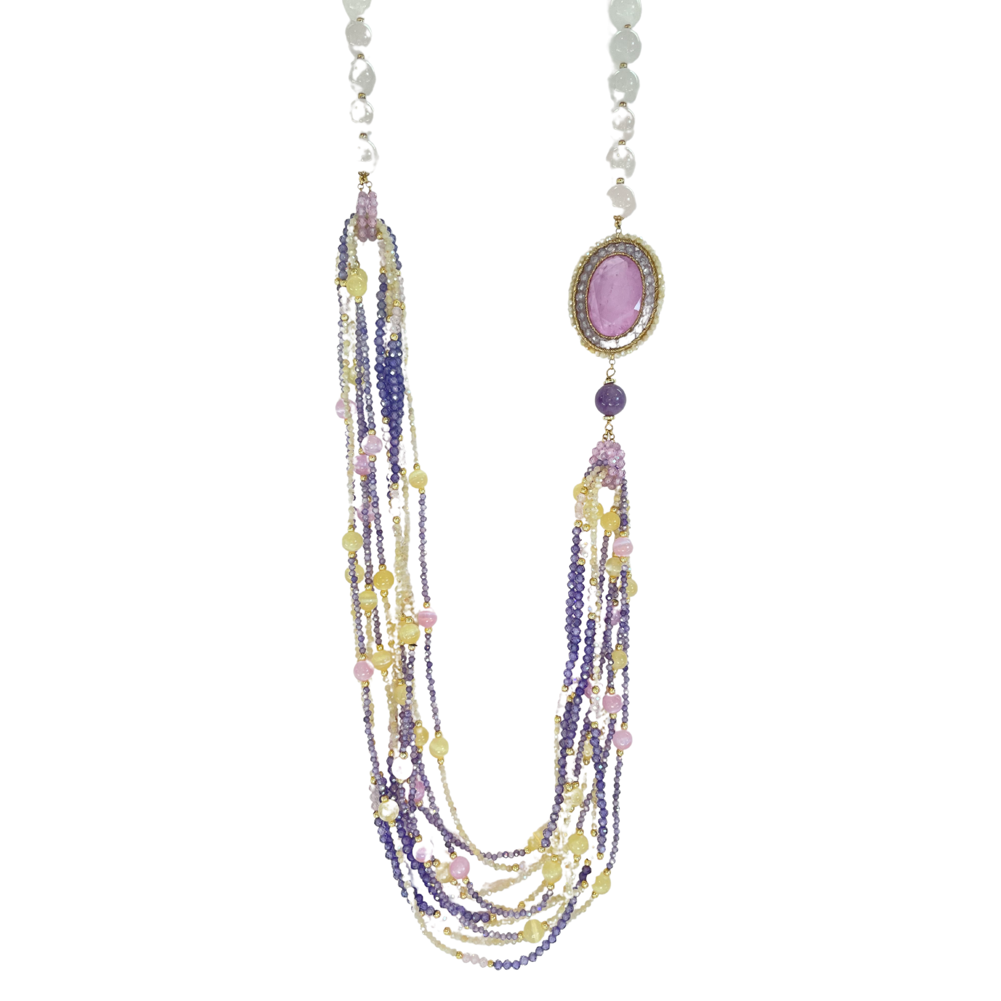 925GG FLAT ZIRNI SELINITE QUARTZ ROS NECKLACE