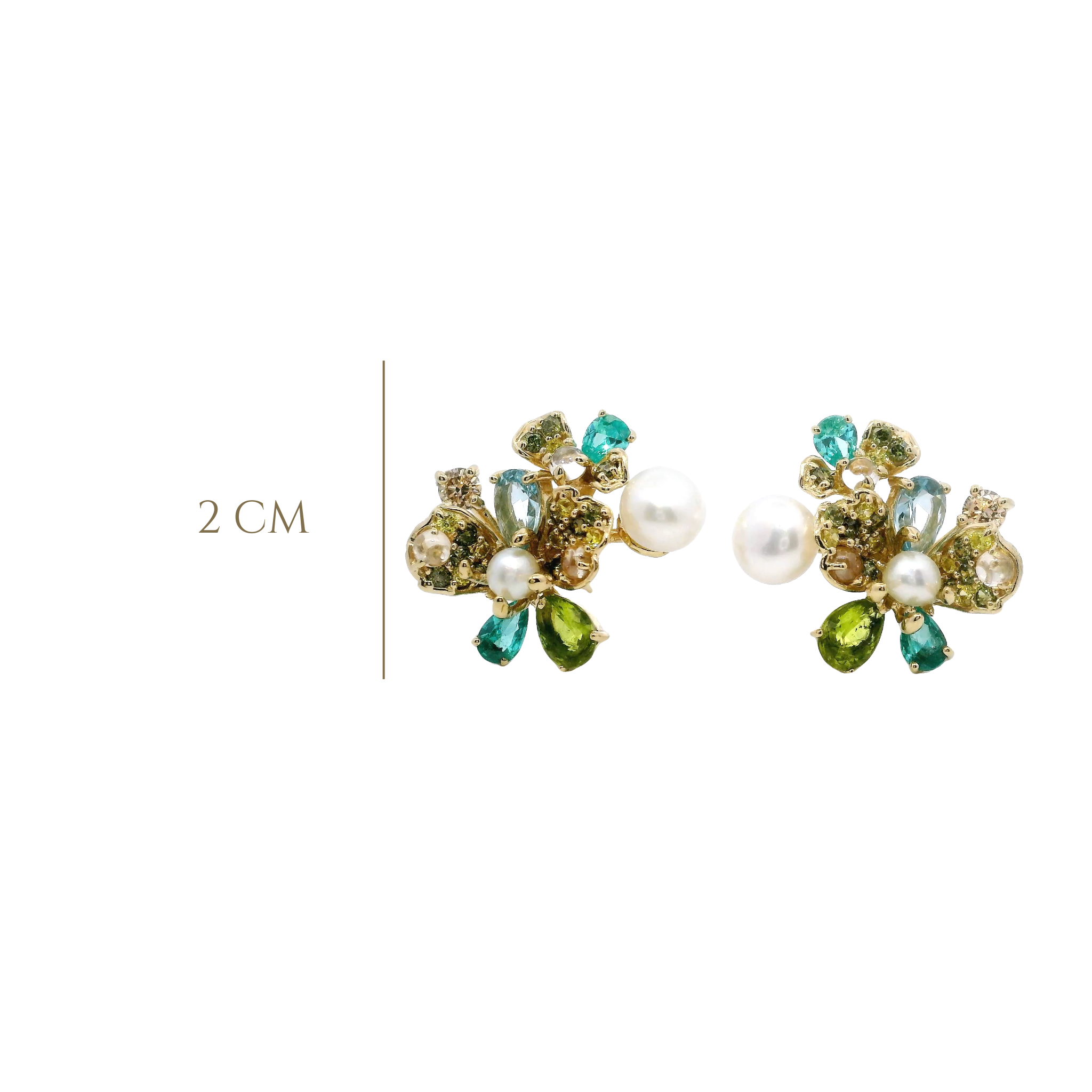 925YG FLOWER GREEN AND PEARL EARRINGS
