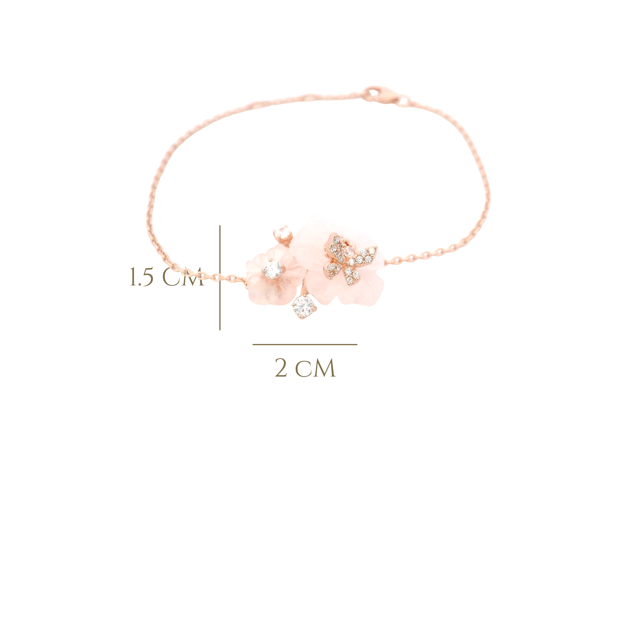 925RG FLOWERS TRANSLUCENT AND MINI BUTTERLY PAVE BRACELET