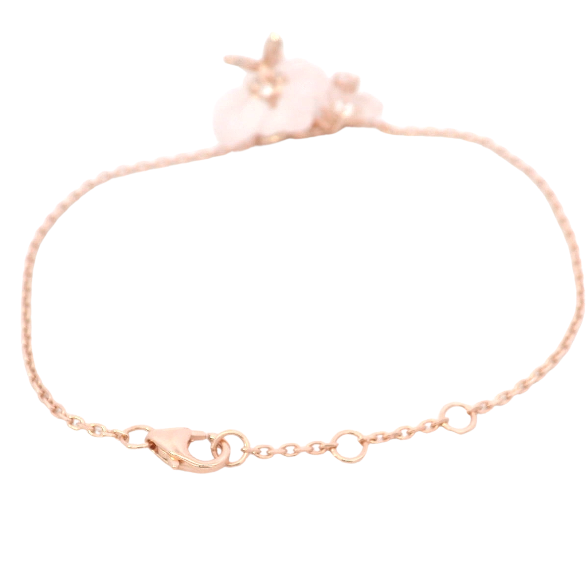 925RG FLOWERS TRANSLUCENT AND MINI BUTTERLY PAVE BRACELET