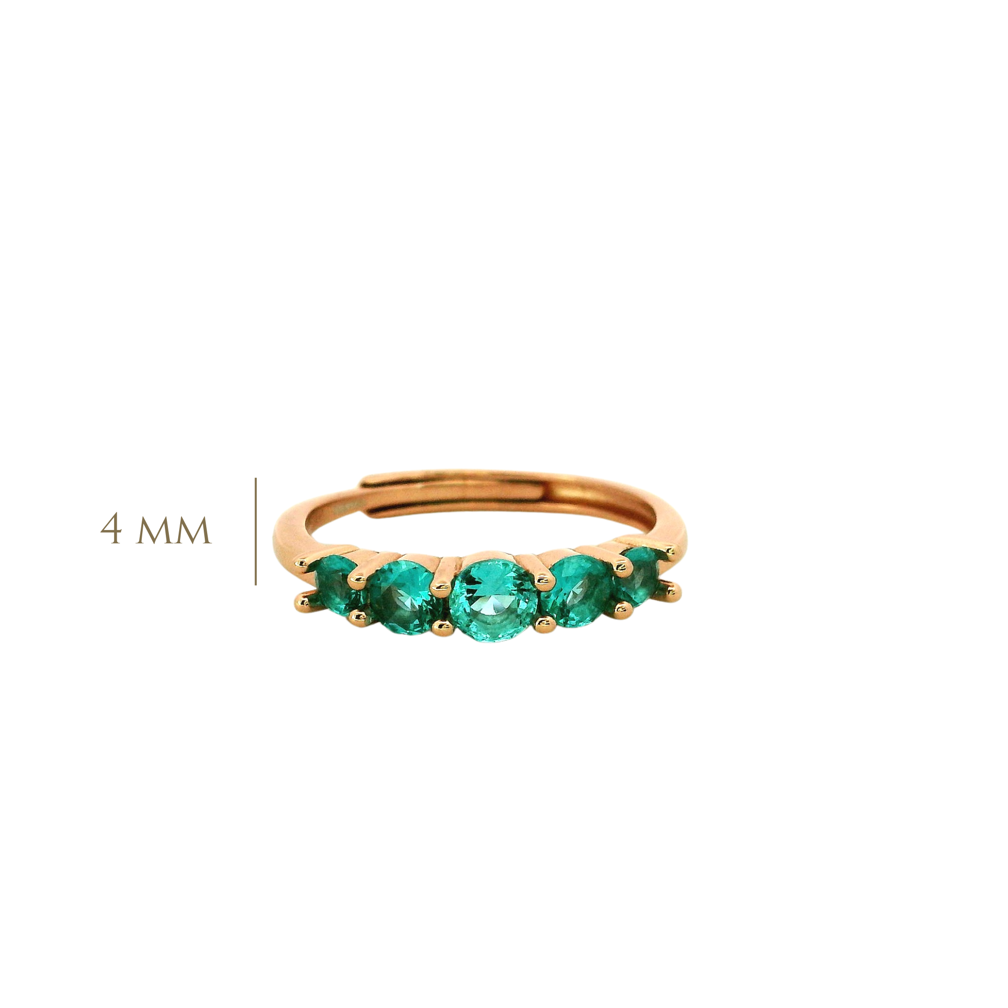 925RG FIVE STONE CZ TURQUOISE ADJUSTABLE RING