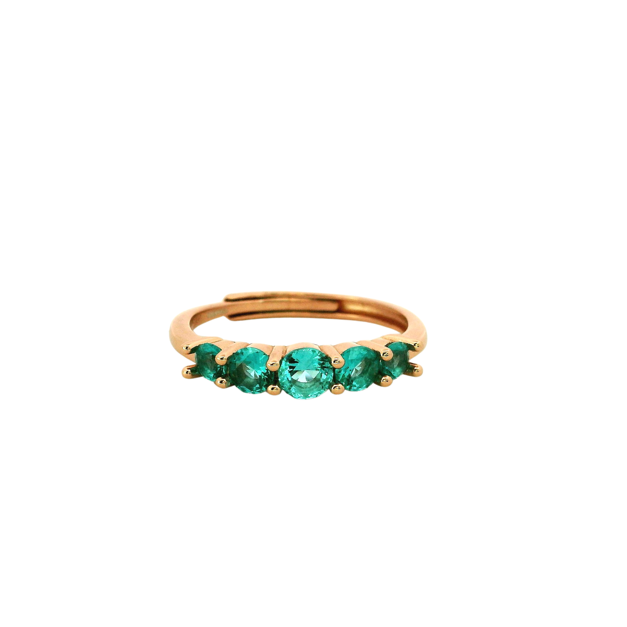 925RG FIVE STONE CZ TURQUOISE ADJUSTABLE RING