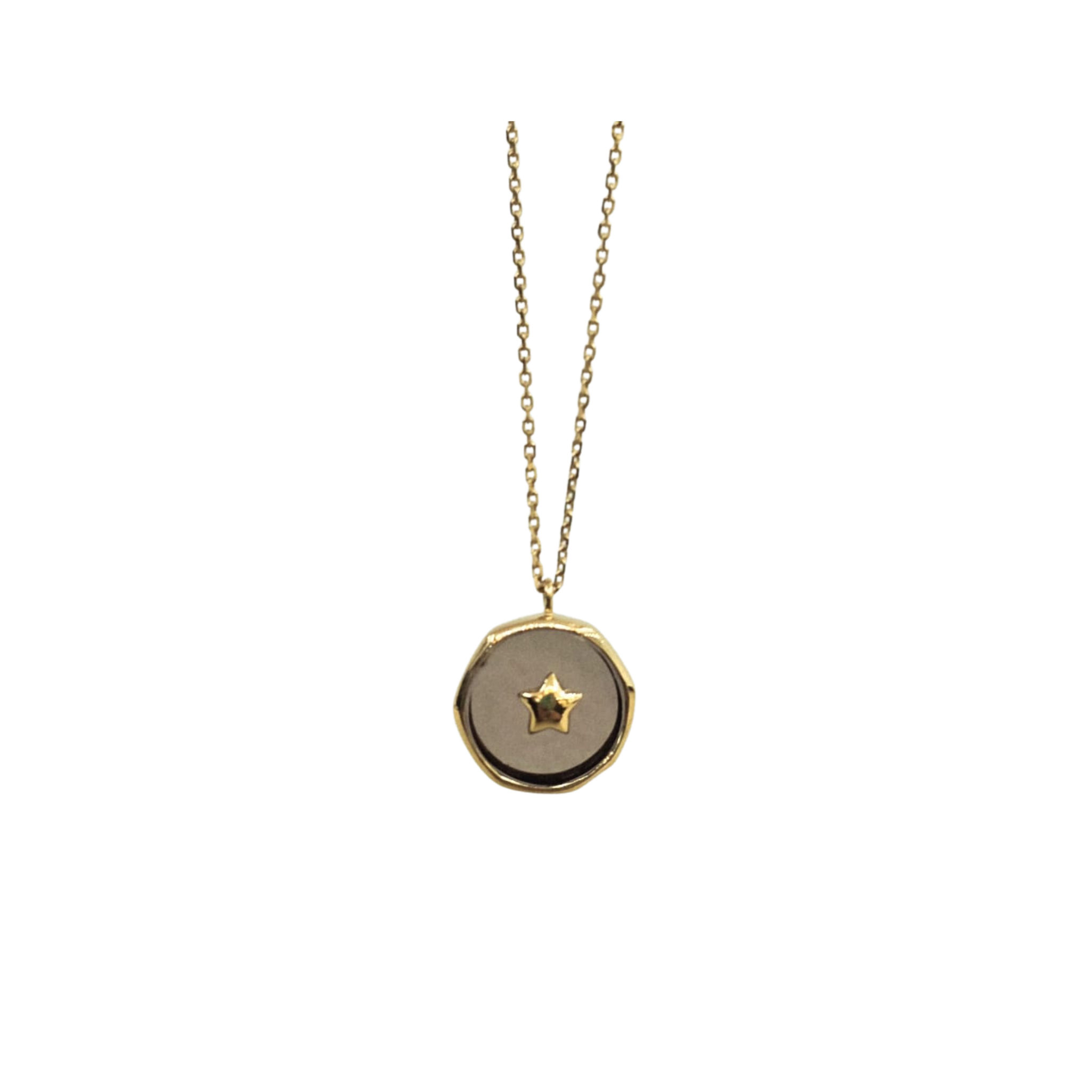 925YG ROUND SMOKY QUARTZ WITH STAR NECKLACE