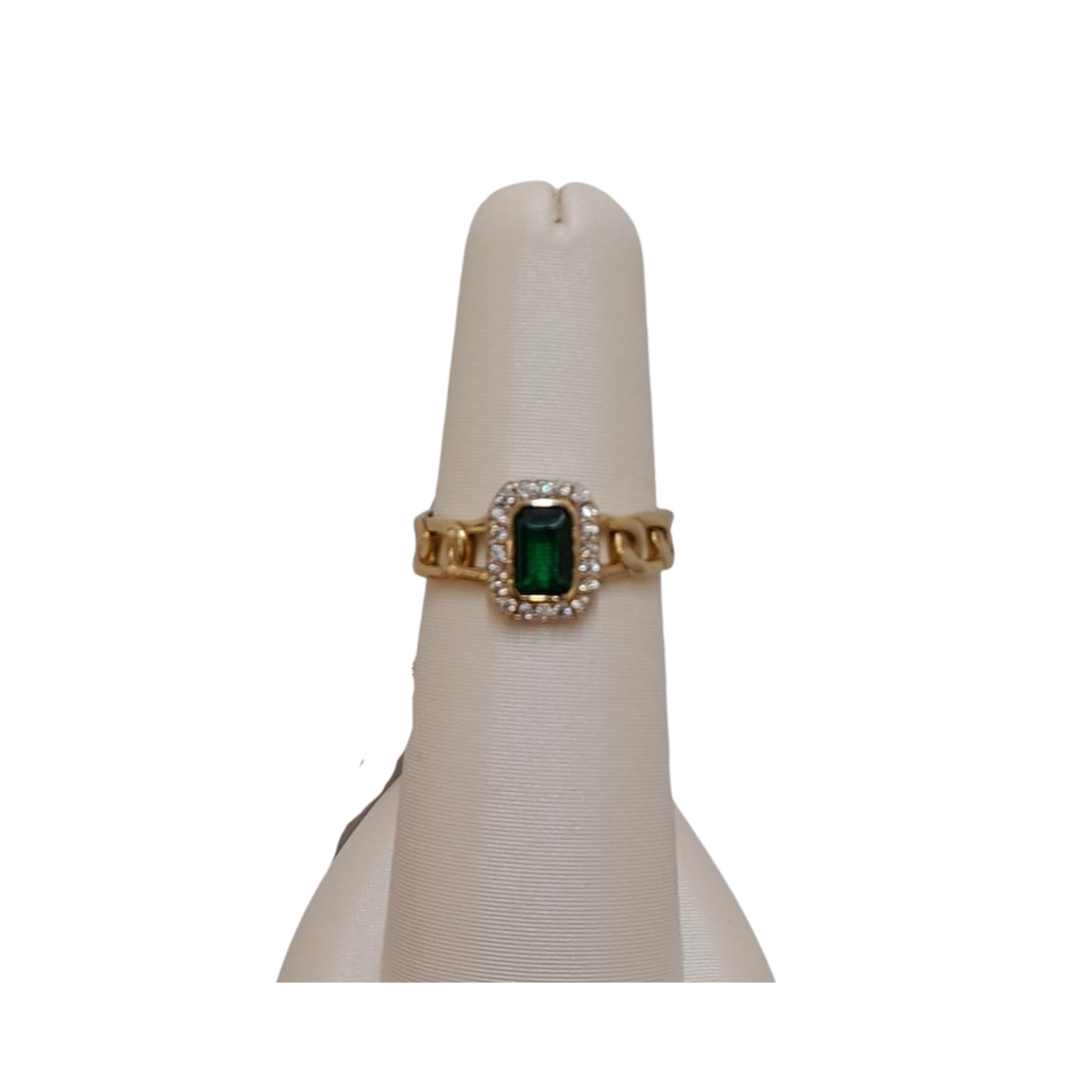 ANILLO CON CRISTAL AZUL Y HALO DE CRISTALES EN PLATA 925 CON BAÑO DE ORO AMARILLO