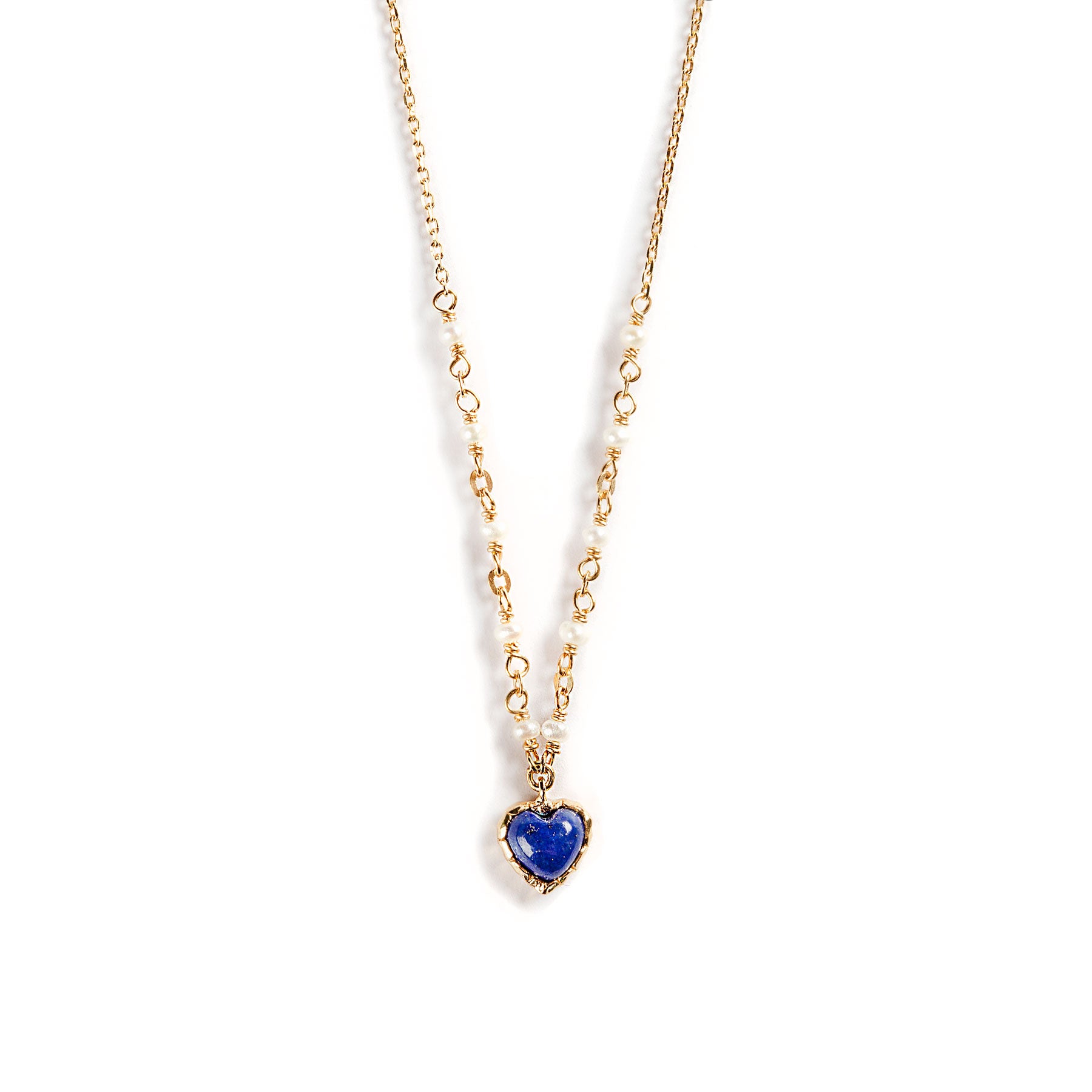 HEART LAPISLAZULI NECKLACE SET IN 925 SILVER GOLD PLATED