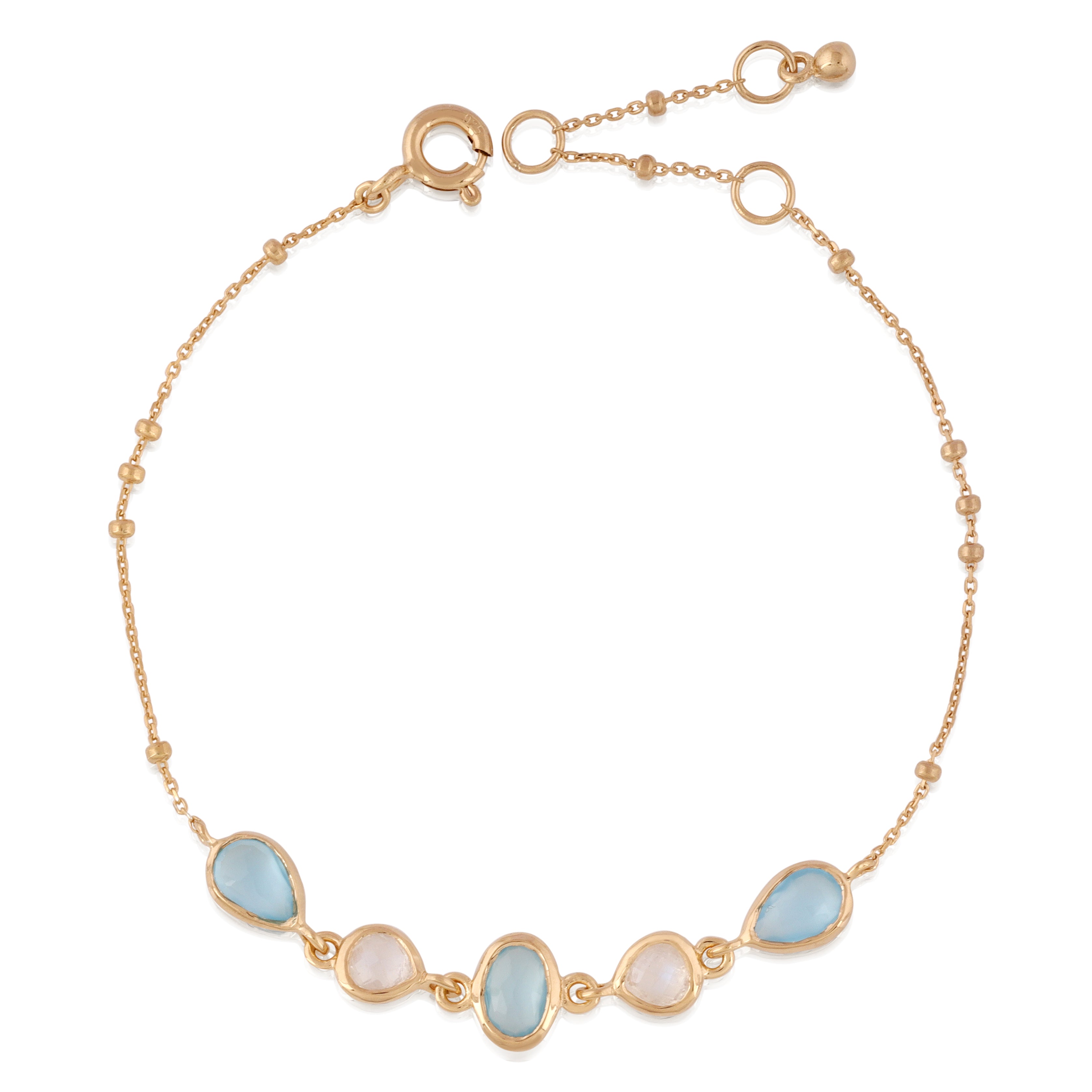 925YG MULTI SHAPE CHALCEDONY MOOSTONE BRACELET