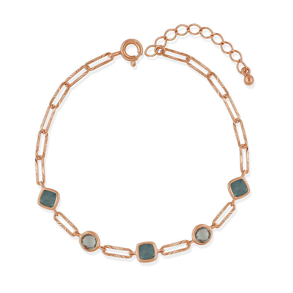 925RG STATION BEZEL AQUA TOPAZ BLUE BRACELET