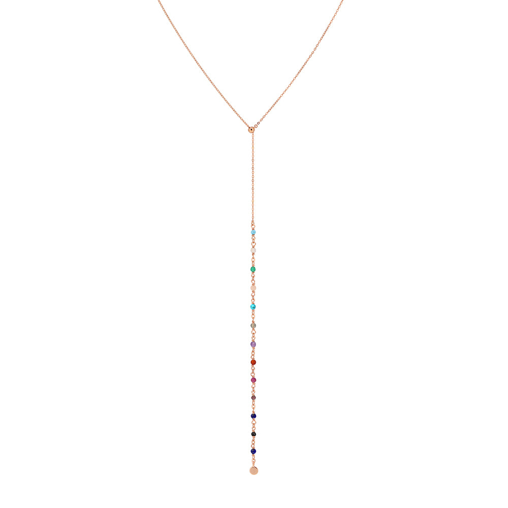 925YG LARIAT MULTI STONE NECKLACE
