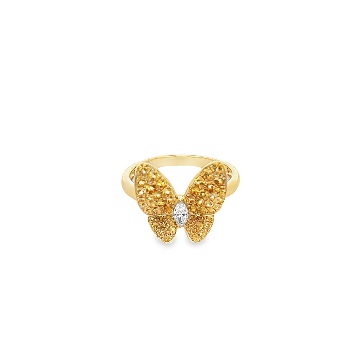 18K GOLD BUTTERFLY RING WITH YELLOW SAPPHIRE