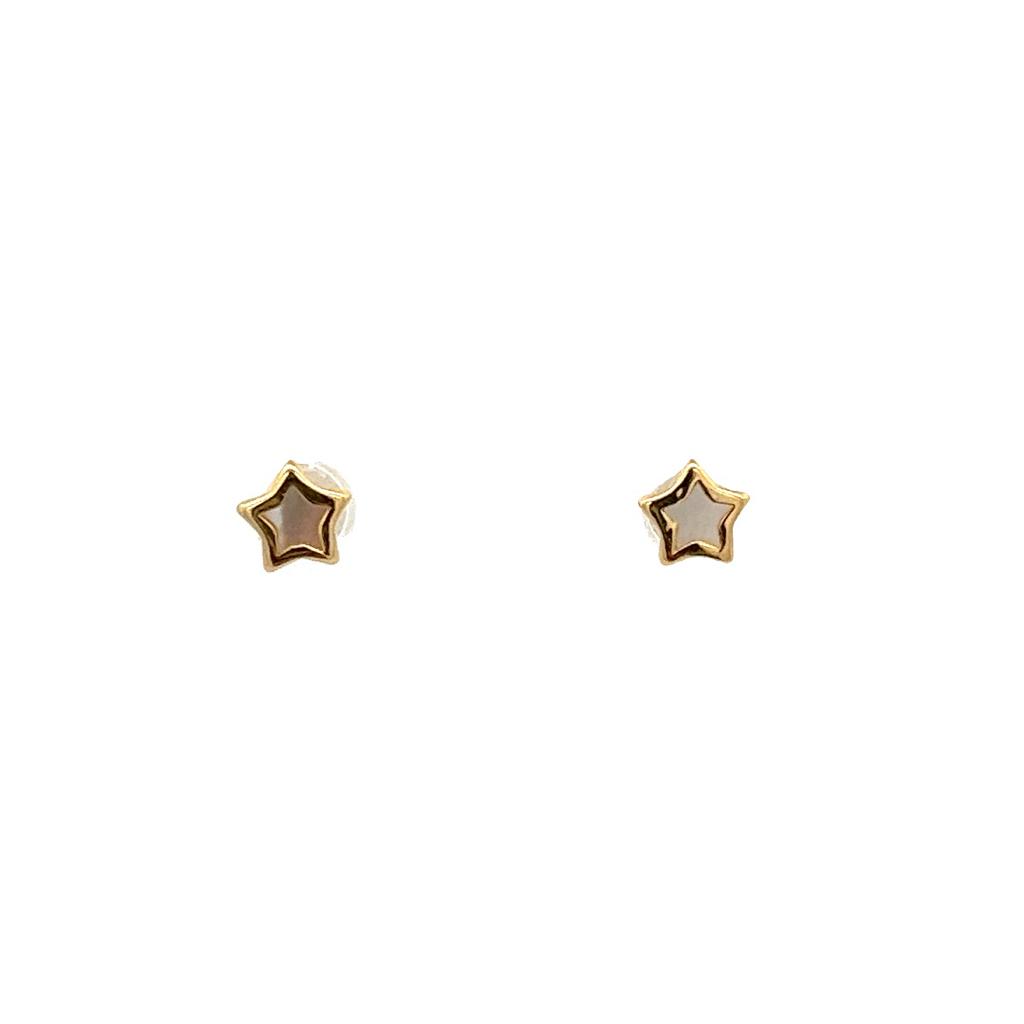 14K STAR EARRINGS WITH MOTHER OF PEARL