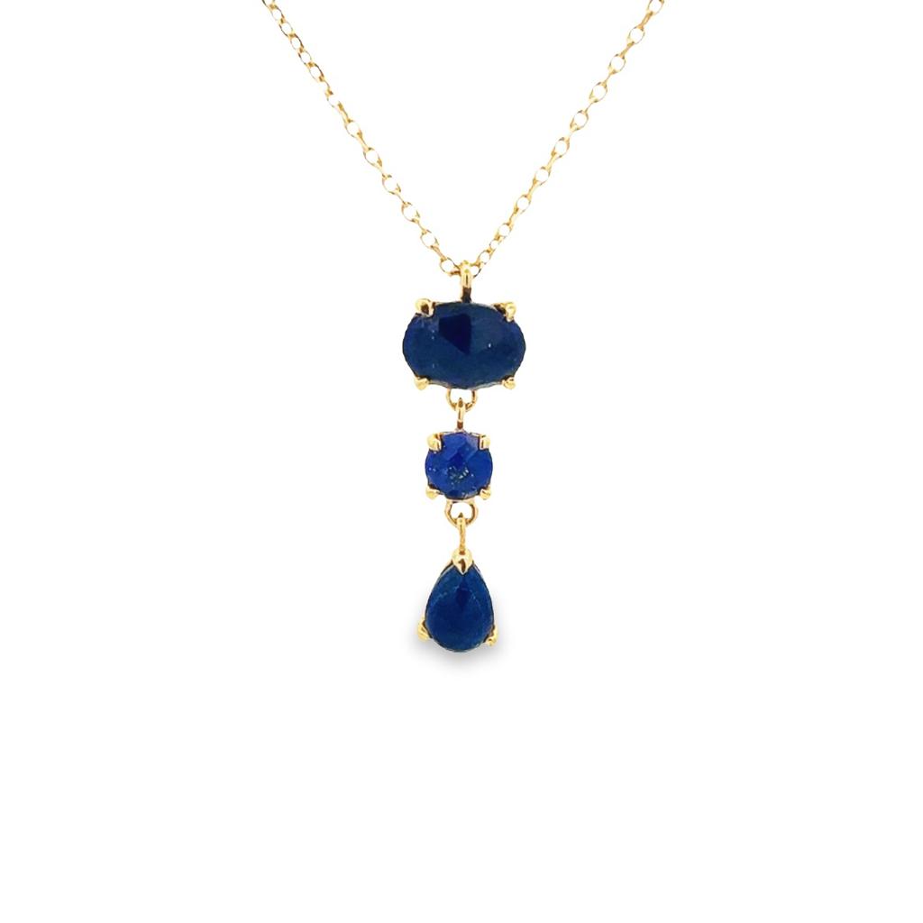 925 SILVER GOLD PLATED LAPIS LAZULI OVAL PENDANT