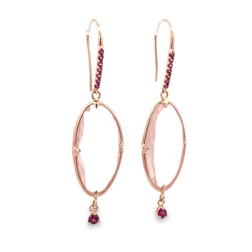 925 ROSE GOLD PLATED ROSE QUARTZ AND IOLITE EARRINGS