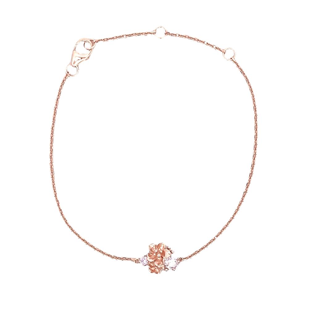 925 SILVER ROSE GOLD BRACELET WITH PINK FLOWERS