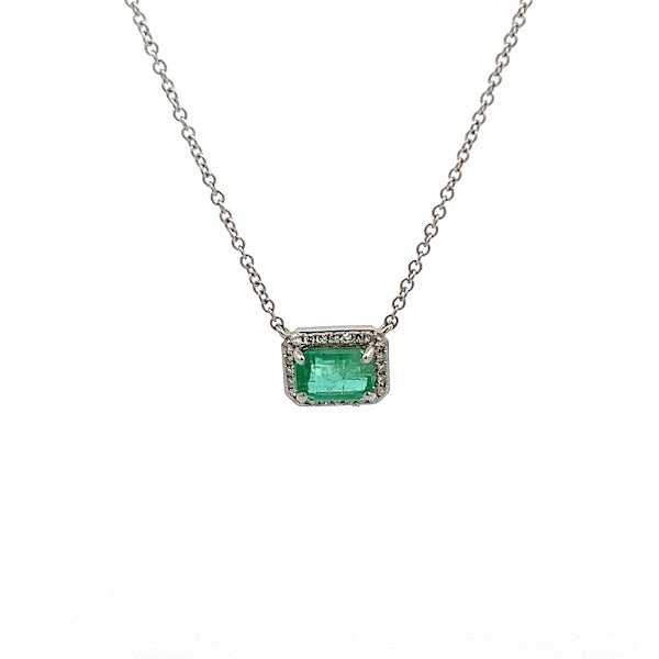 14K WHITE GOLD EMERALD NECKLACE